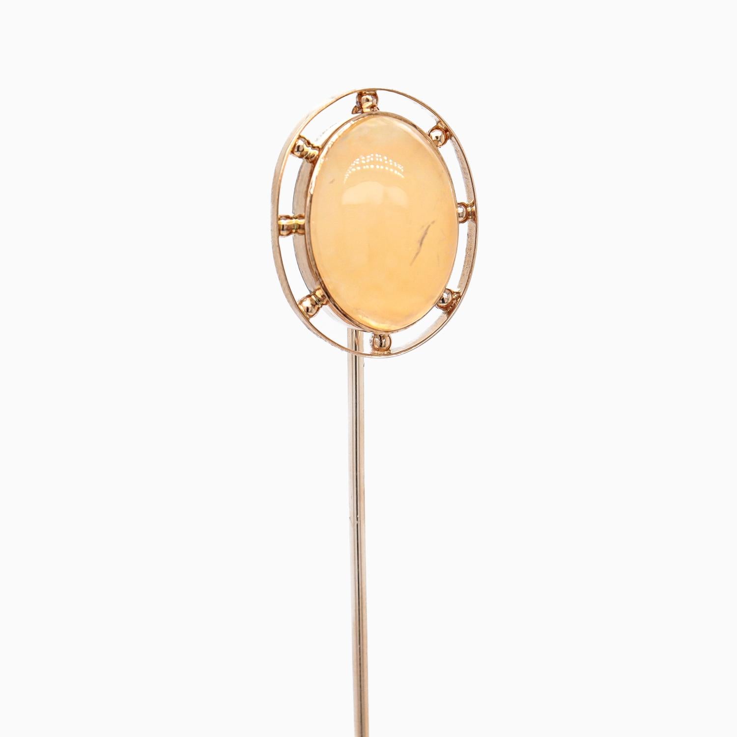 Antique Victorian 14k Rose Gold & Agate Cabochon Stickpin For Sale 4