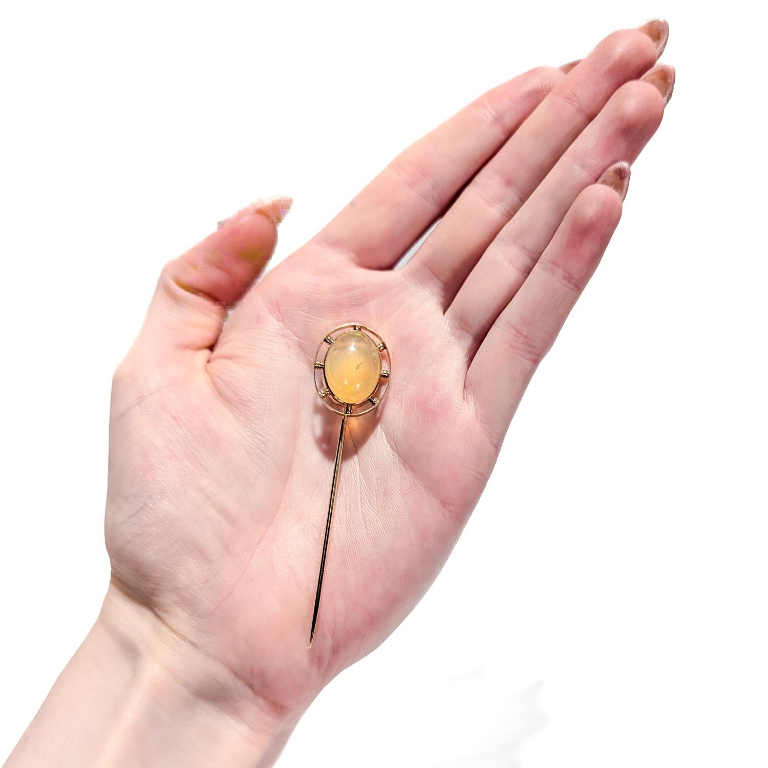 Antique Victorian 14k Rose Gold & Agate Cabochon Stickpin For Sale 5