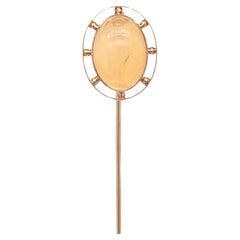 Antique Victorian 14k Rose Gold & Agate Cabochon Stickpin