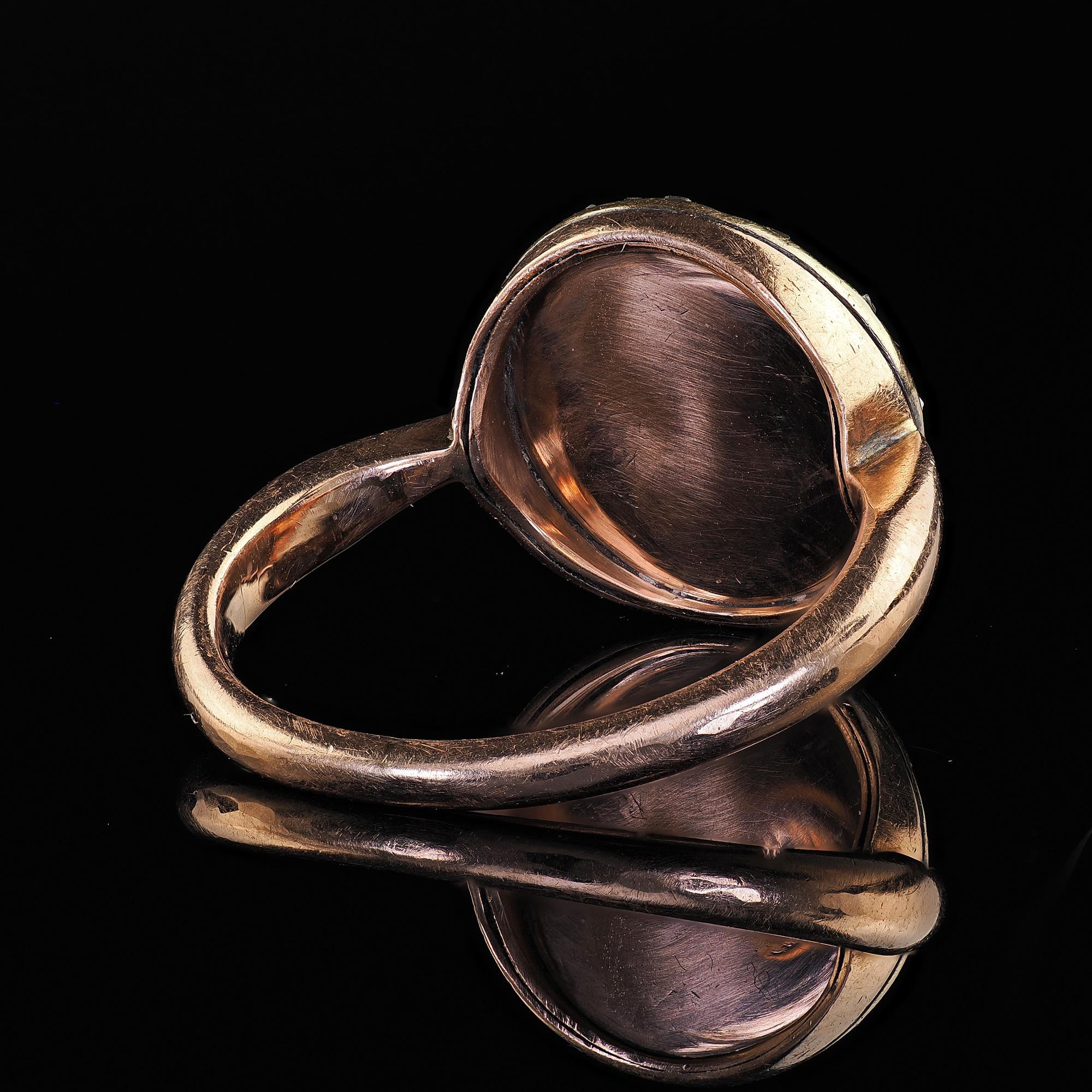 Antique Victorian 14K Rose Gold Cabochon Star Sapphire and Diamond Halo Ring For Sale 4