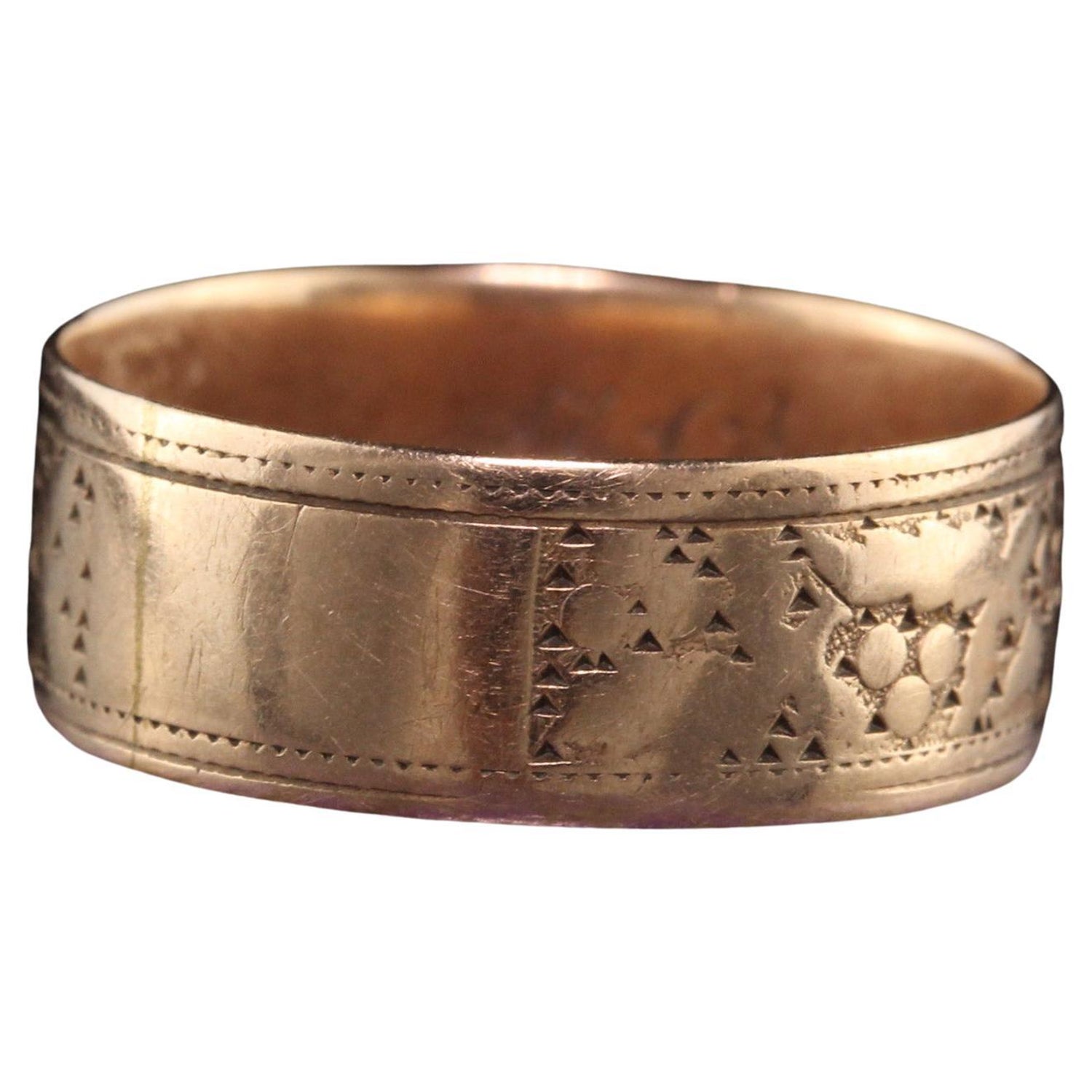 Engraved Rose Gold Cigar Band - 9k Gold - Antique