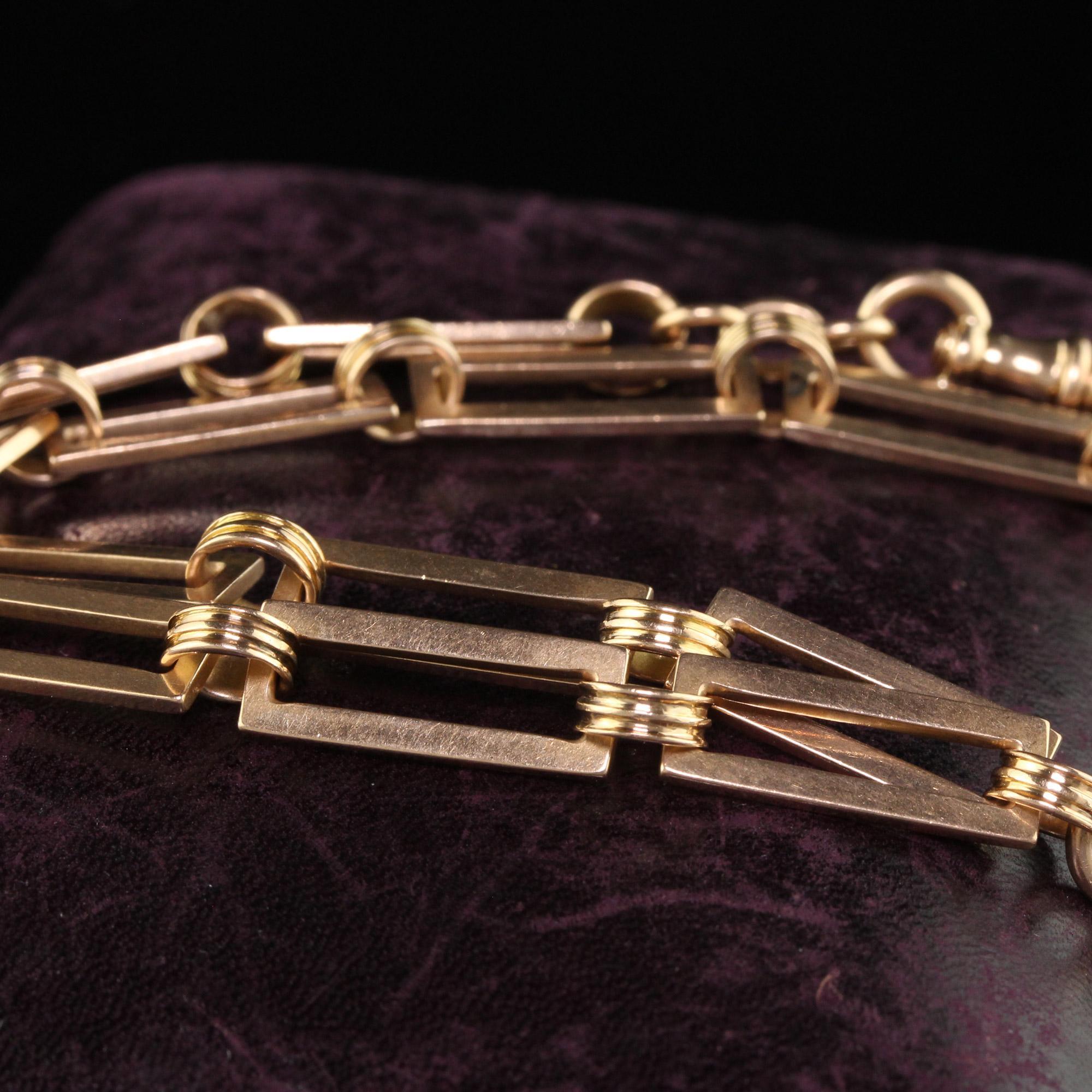 Victorien Collier victorien ancien en or rose 14 carats à maillons complexes - 15 pouces en vente