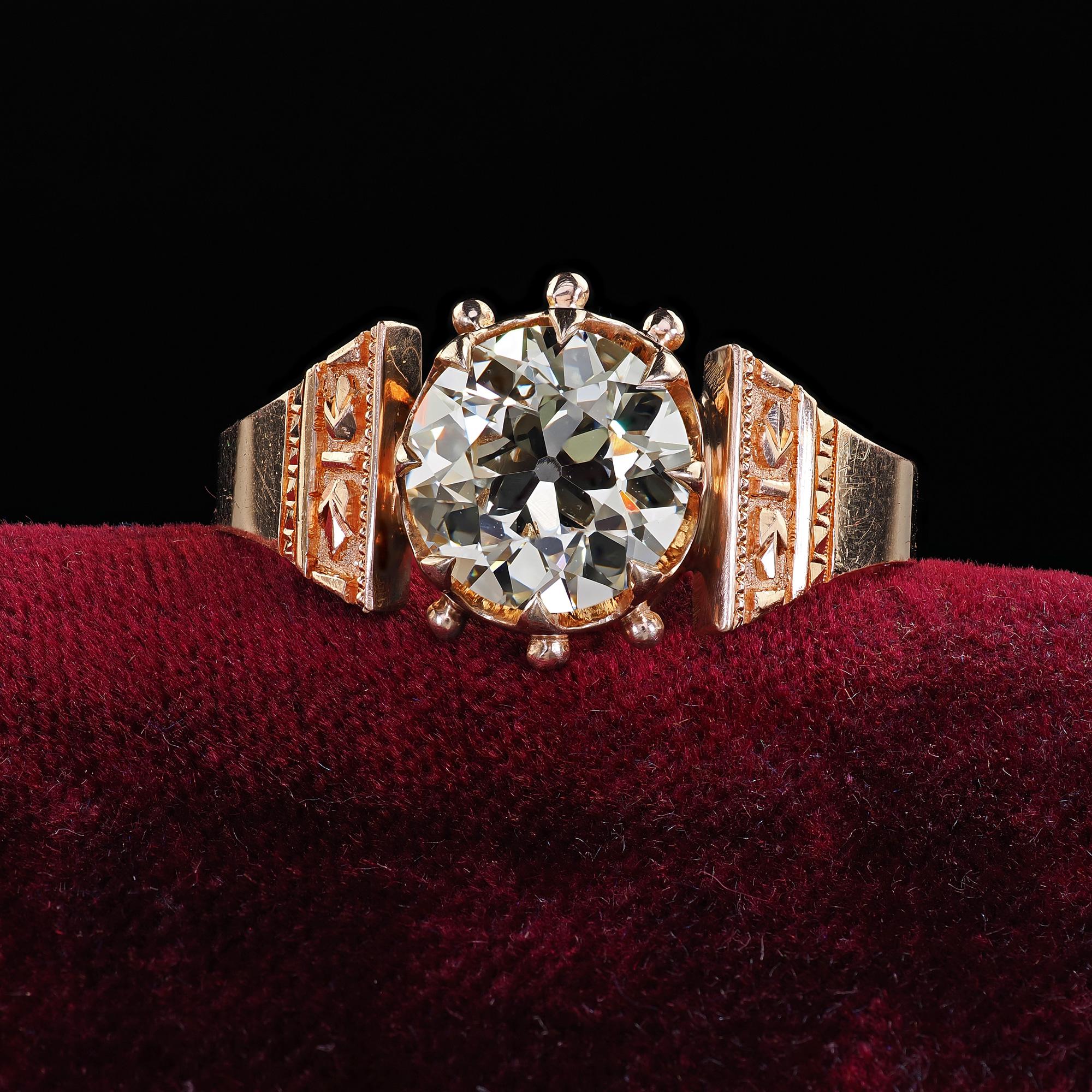 Beautiful Antique Victorian 14K Rose Gold Old European Cut Diamond Engagement Ring - GIA. This incredible Victorian Old European cut diamond engagement ring is crafted in 14K Rose Gold. This beautiful ring features an old European cut diamond in the