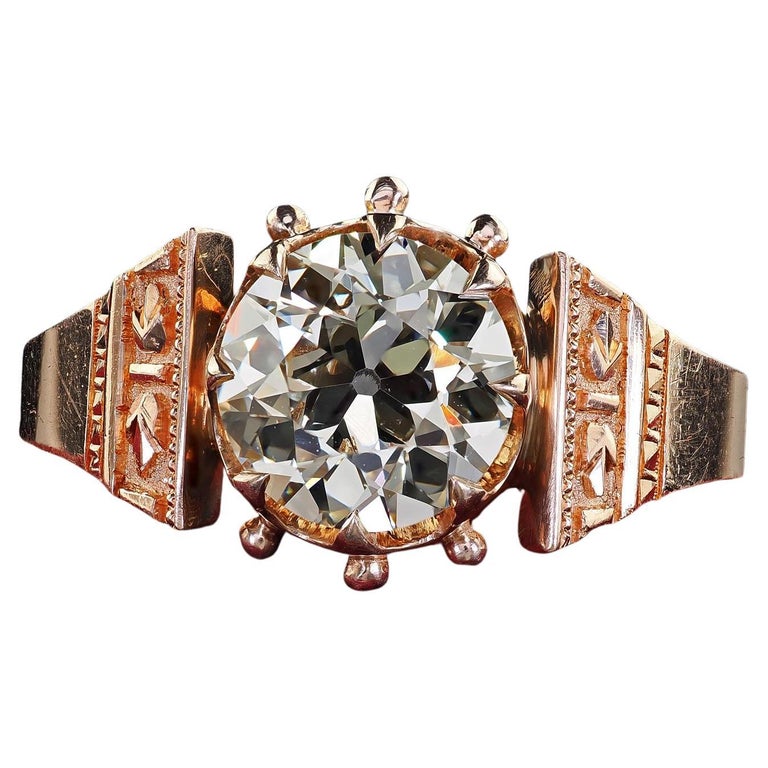 Antique Victorian 14K Rose Gold Old European Cut Diamond