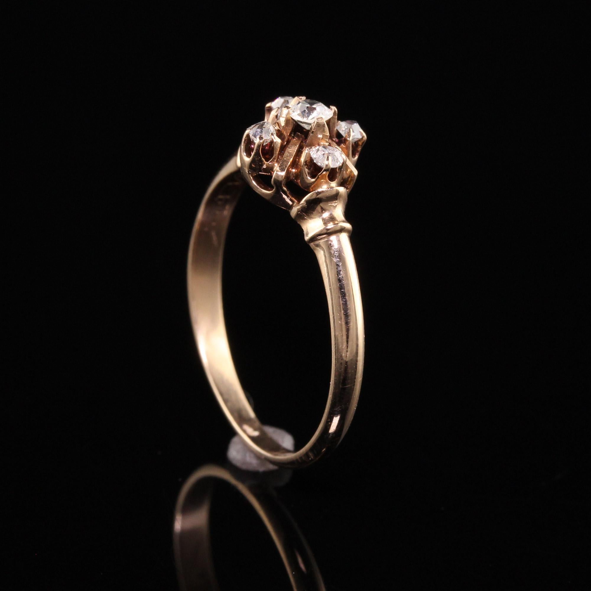 Antique Victorian 14K Rose Gold Old Mine Cut Diamond Ring In Good Condition In Great Neck, NY