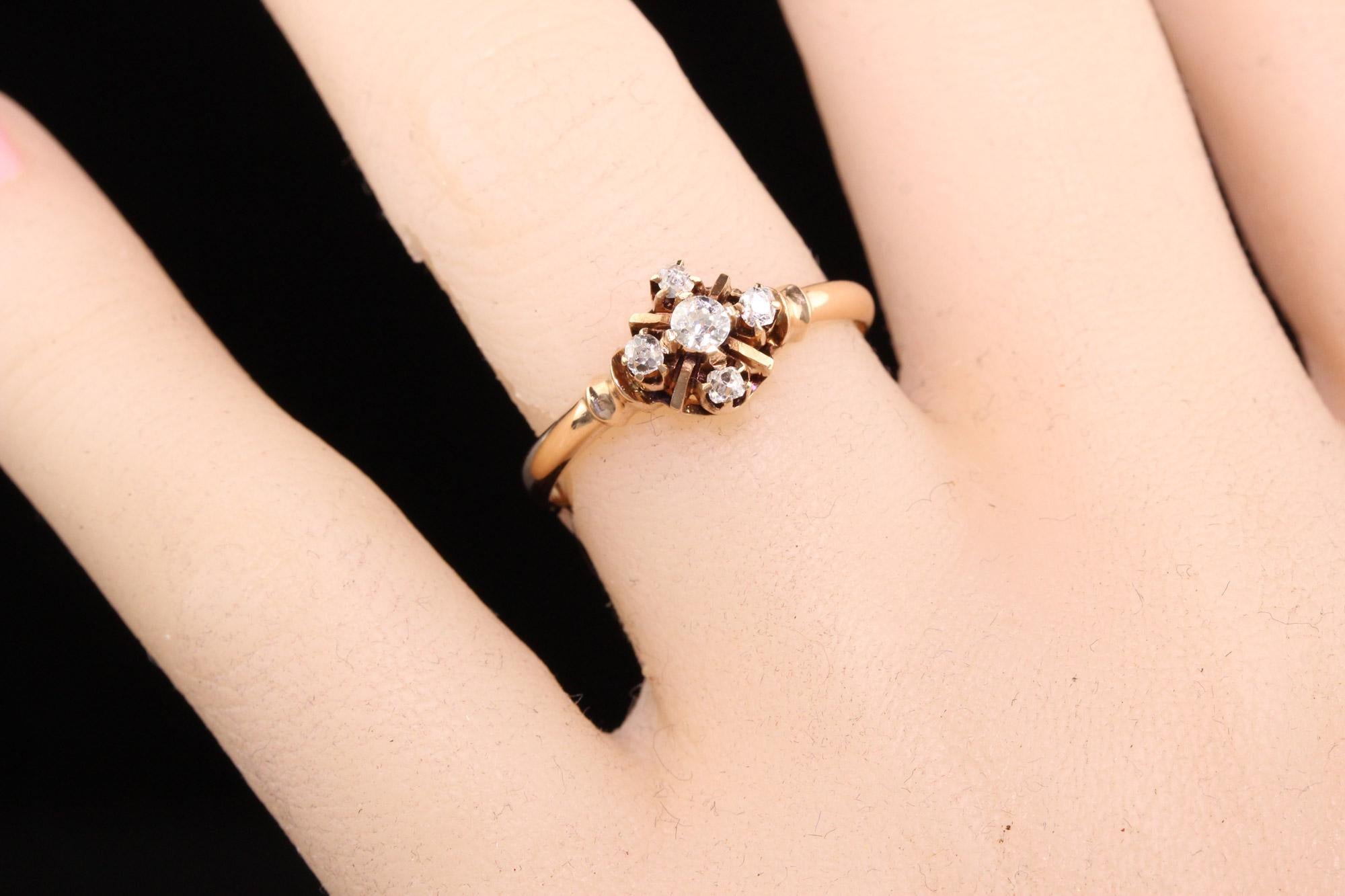 Women's Antique Victorian 14K Rose Gold Old Mine Cut Diamond Ring
