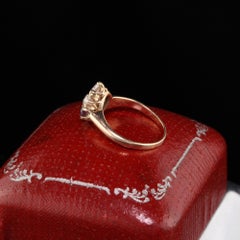 Antique Victorian 14 Karat Rose Gold Old Miner Cut Diamonds and Ruby Ring