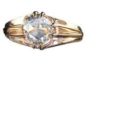Antique Victorian 14K Rose Gold Old Rose Cut Diamond Engagement Ring - GIA