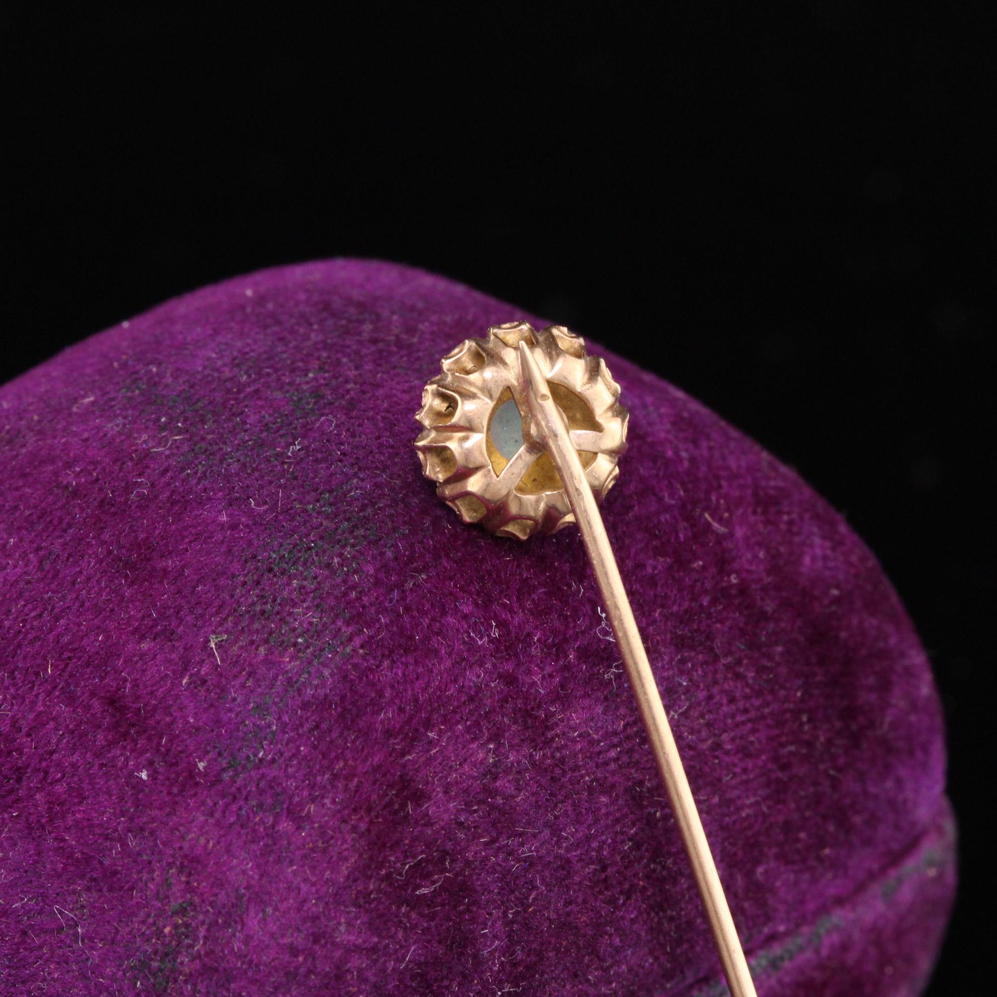 Antique Victorian 14 Karat Rose Gold Opal and Paste Stick Pin In Good Condition In Great Neck, NY