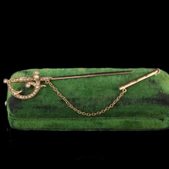 Antique Victorian 14 Karat Rose Gold Pearl Sword Pin Brooch