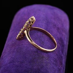 Antique Victorian 14K Rose Gold Ruby and Seed Pearl Navette Ring