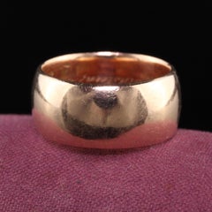 Antique Victorian 14K Rose Gold Wide Engraved Wedding Band
