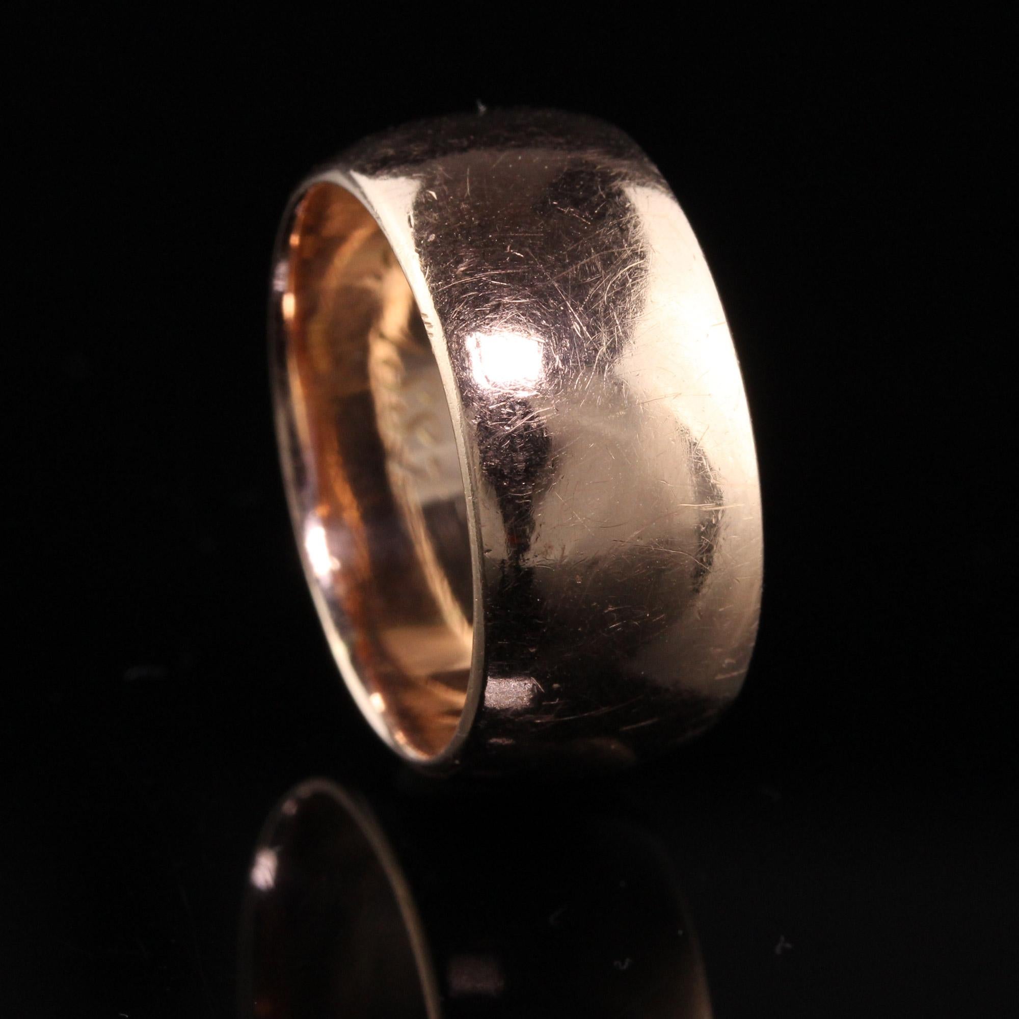 Antique Victorian 14K Rose Gold Wide Engraved Wedding Band In Good Condition For Sale In Great Neck, NY
