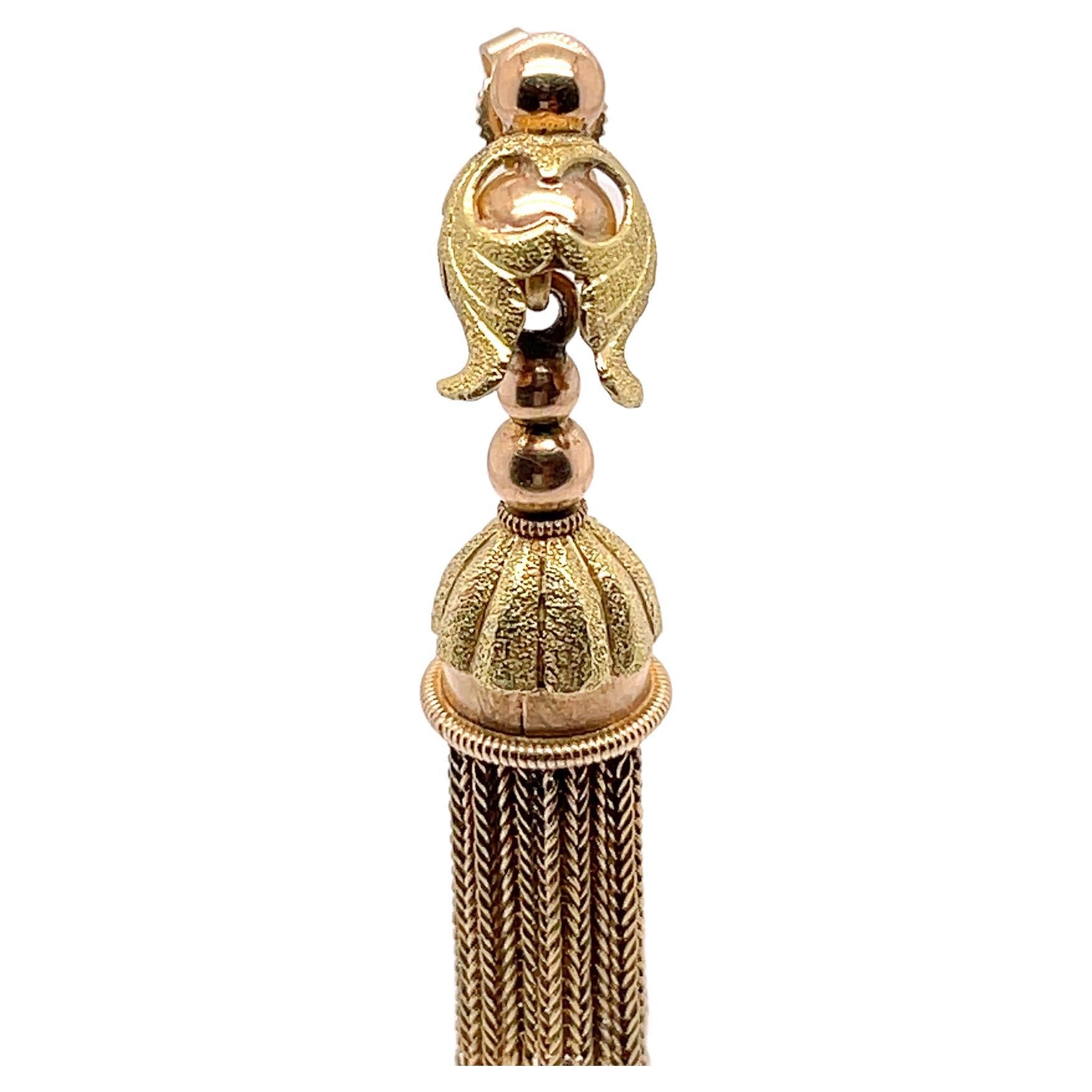 Women's Antique Victorian 14K Rose & Yellow Gold Tassel Earrings 