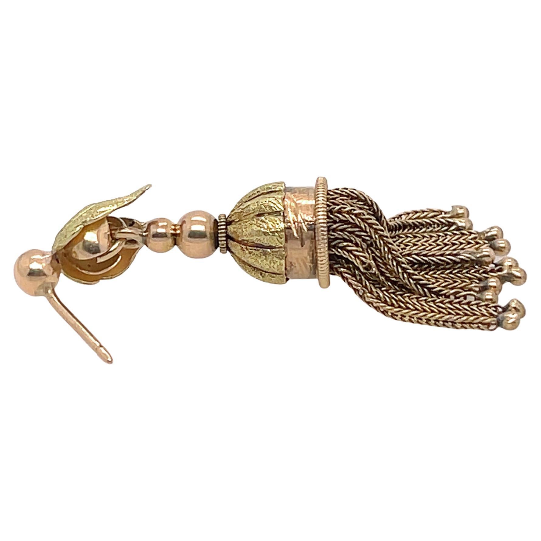 Antique Victorian 14K Rose & Yellow Gold Tassel Earrings  1