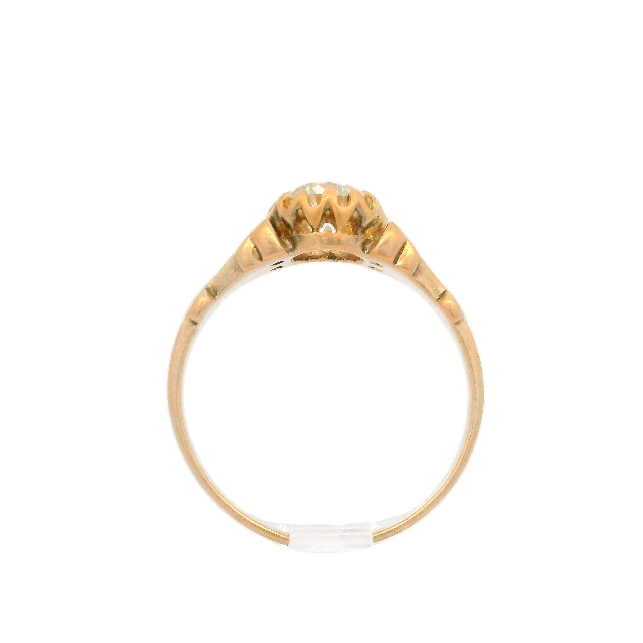 Antique Victorian 14k Rosy Yellow Gold Gia .60ctw Old Diamond Solitaire Ring 10
