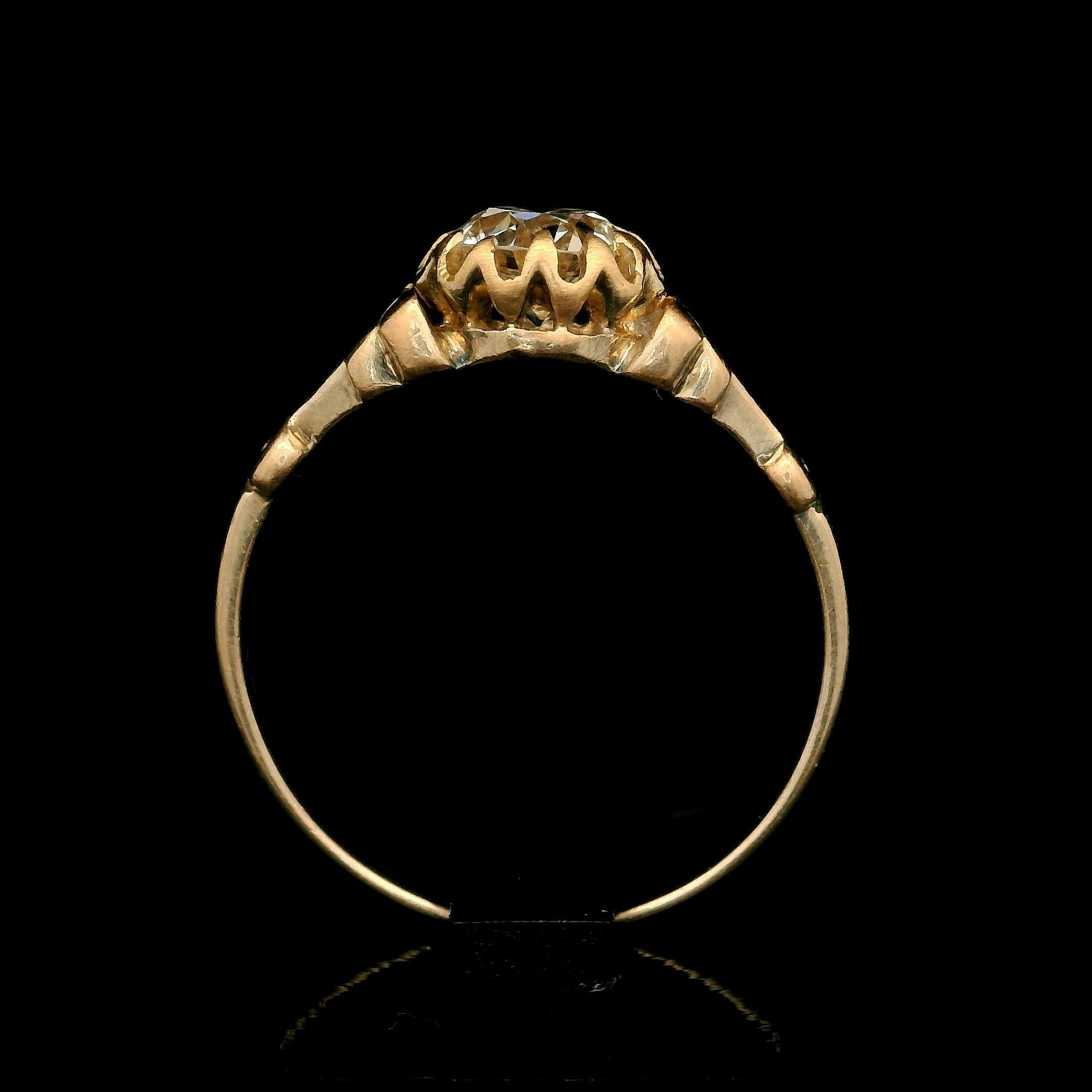 Antique Victorian 14k Rosy Yellow Gold Gia .60ctw Old Diamond Solitaire Ring 3