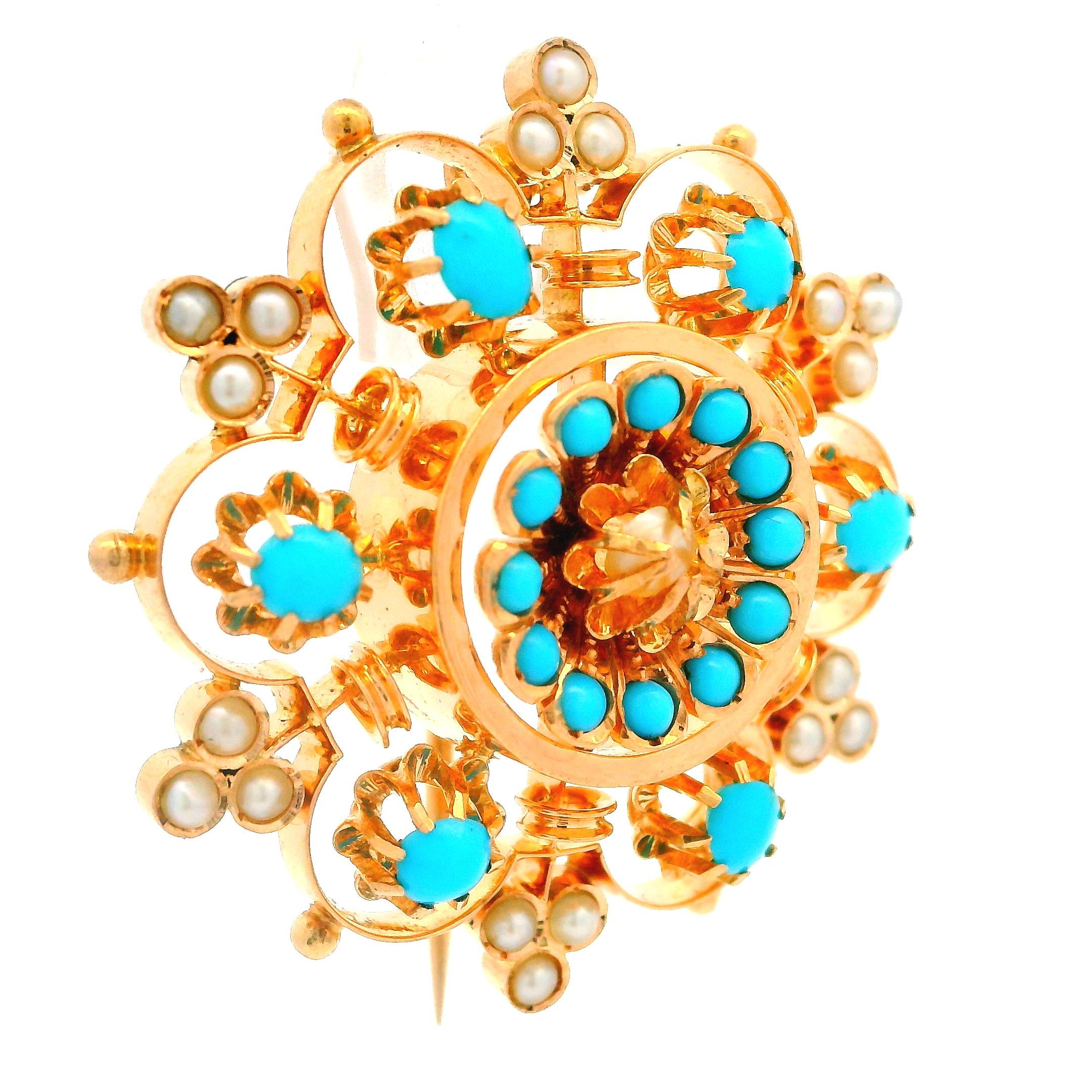 --Stone(s):--
(19) Natural Genuine Cultured Pearl - Round Shape- Prong & Stem Set - White Color - 1.8-2.6mm (approx.)
(18) Natural Genuine Turquoise- Round & Oval Shape - Prong & Stem Set - Blue Color - 1.4mm (round) & 3.6x3.4mm (oval) each