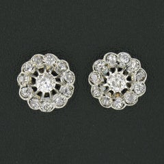 Orecchini antichi vittoriani in oro 14k TT con diamante vecchio da 0,55 ct.