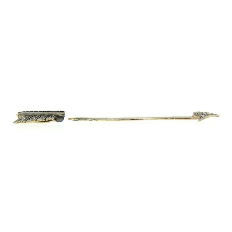 Antique Victorian 14K Two Tone Gold 0.50ctw Sapphire & Diamond Arrow Stick Pin 2