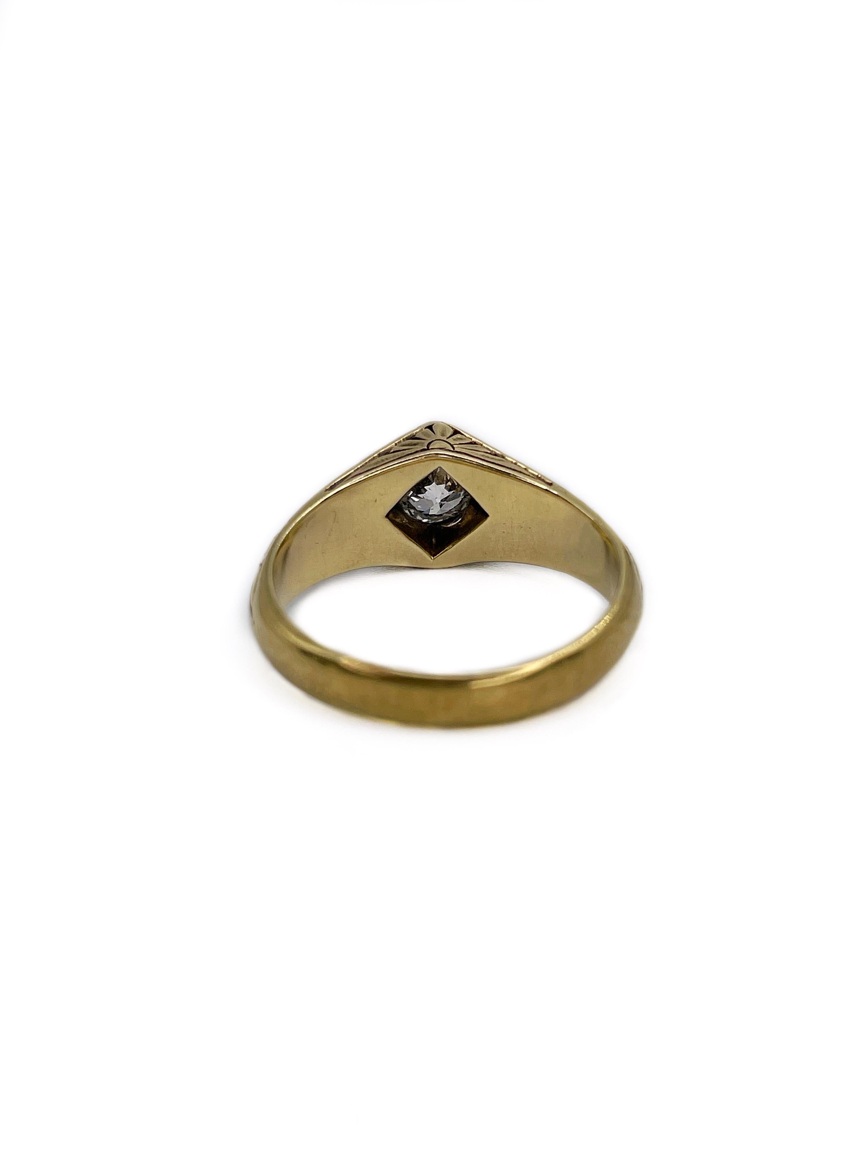 Antique Victorian 14K Yellow Gold 0.37ct Diamond Rhombus Ring In Good Condition In Vilnius, LT