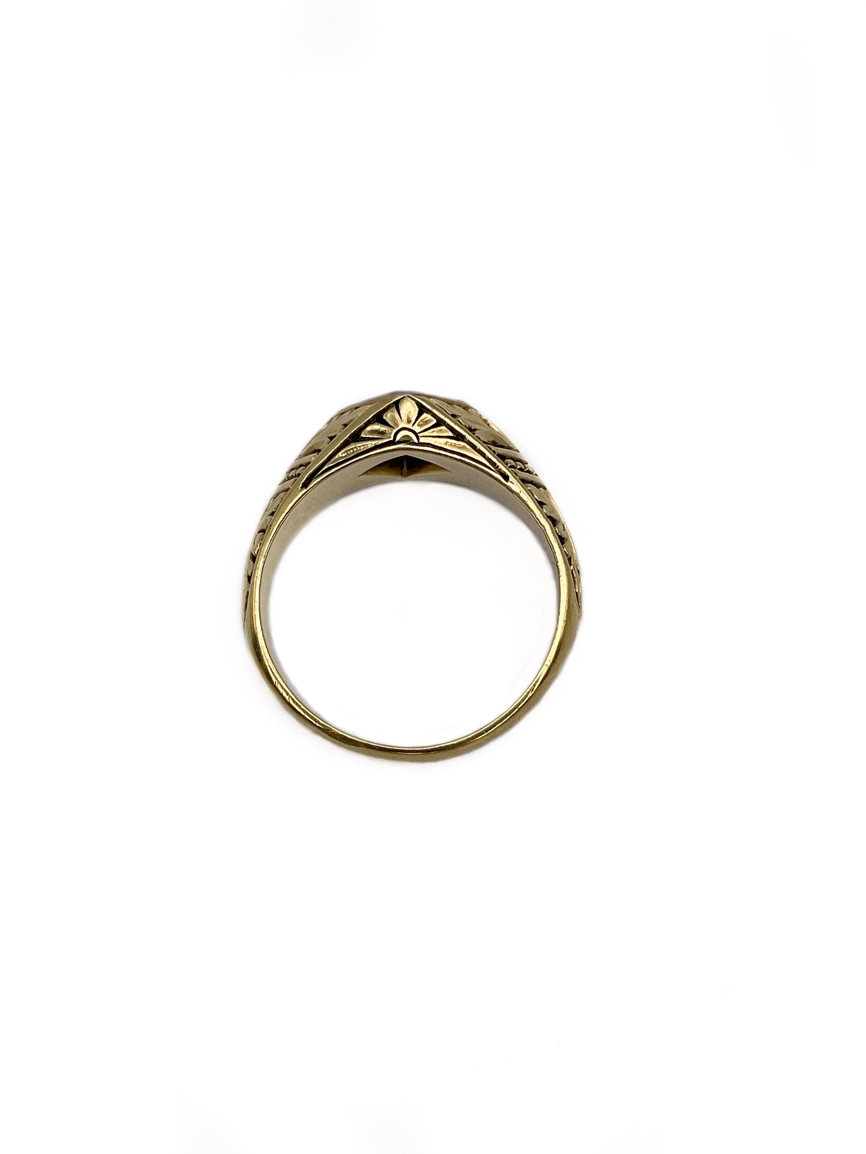 Women's or Men's Antique Victorian 14K Yellow Gold 0.37ct Diamond Rhombus Ring