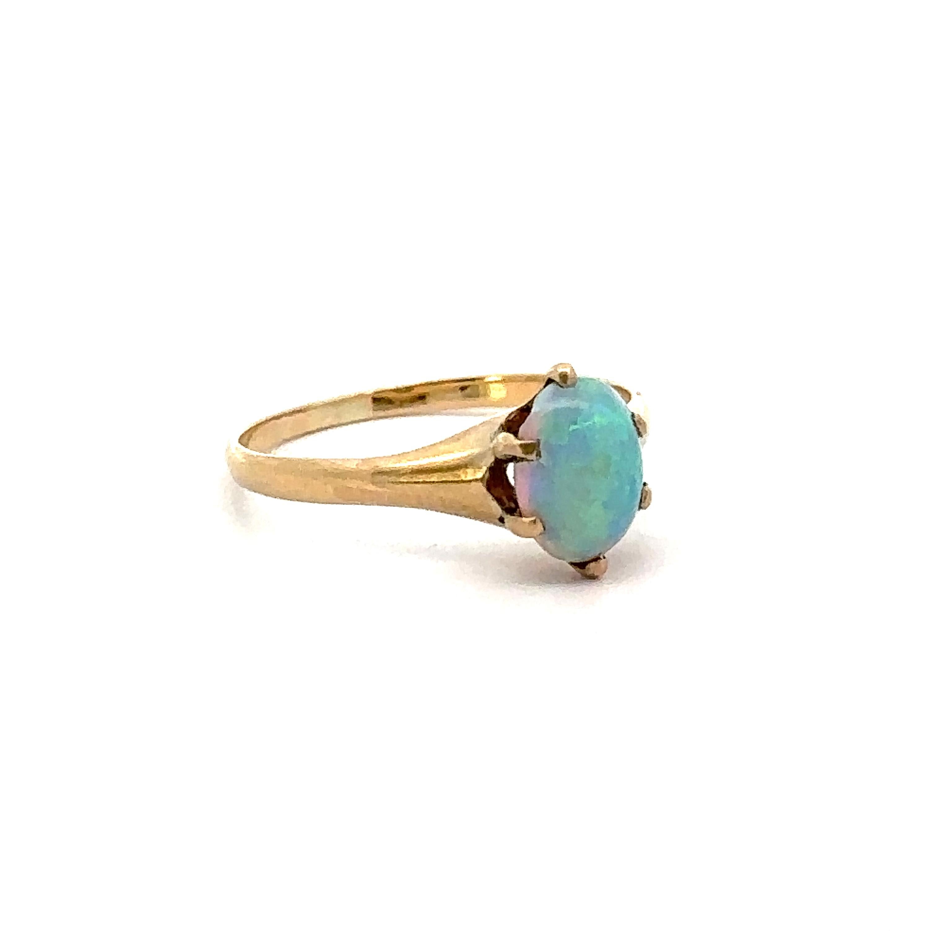 Magnifique bague solitaire ovale victorienne ancienne en or jaune 14 carats 0,61 carat en vente 2
