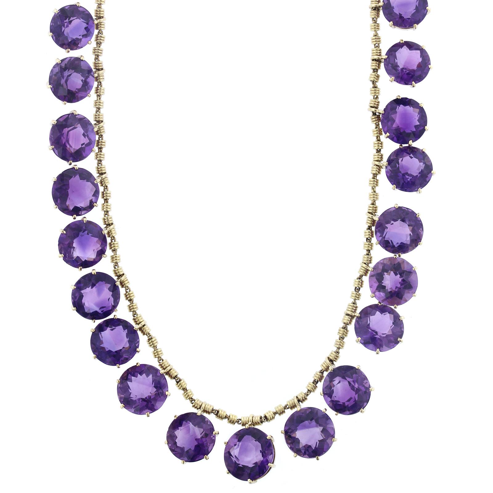 Miranda Fringe Necklace Black/Amethyst