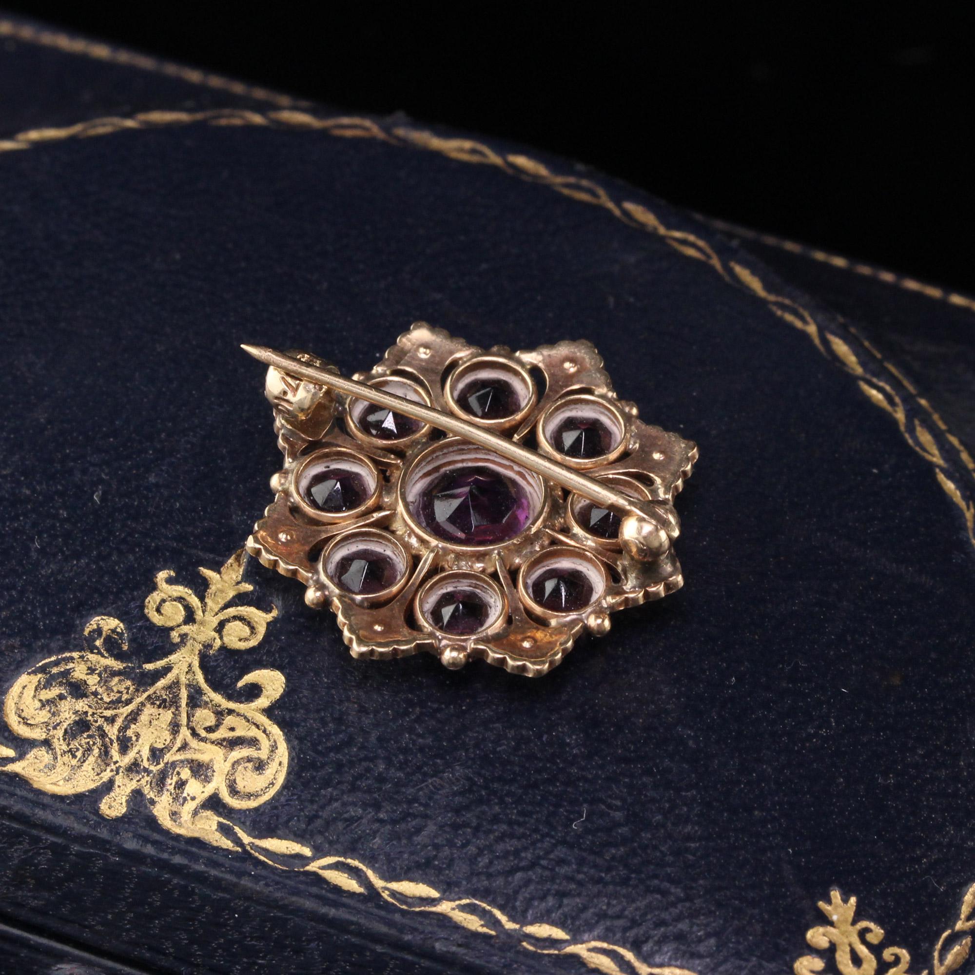 Antique Victorian 14 Karat Yellow Gold, Amethyst and Pearl Brooch In Good Condition In Great Neck, NY