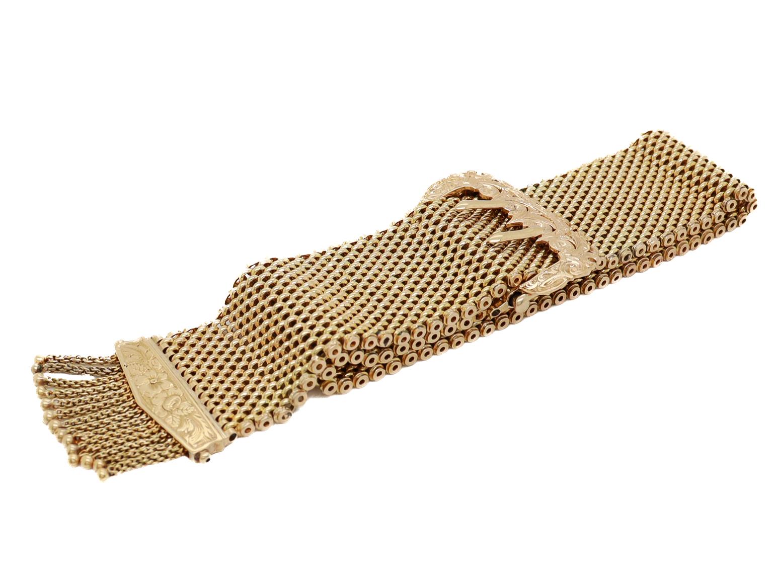 Antique Victorian 14K Yellow Gold Buckle Slide Tassle Bracelet 5