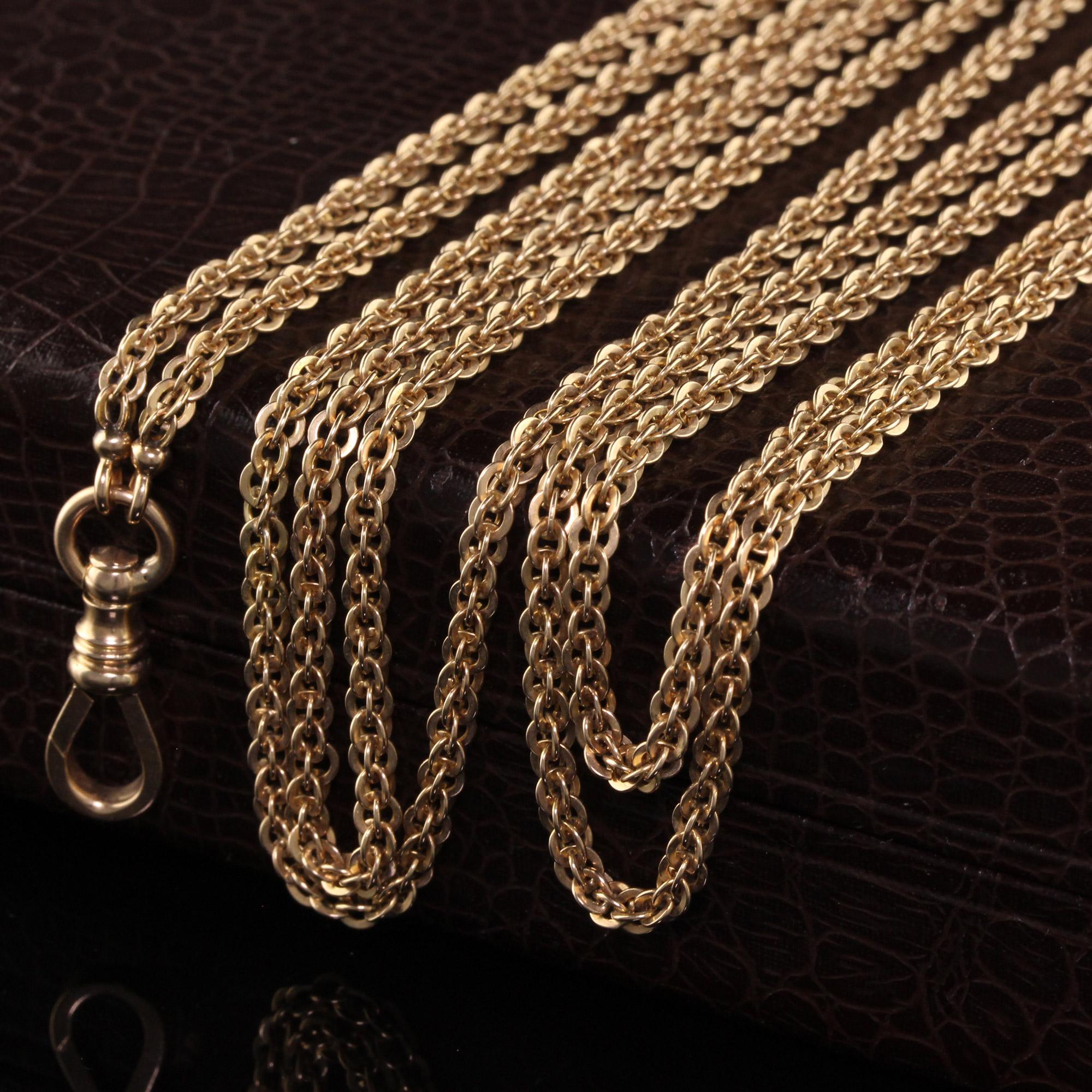 Women's or Men's Antique Victorian 14k Yellow Gold Cable Link Chain Necklace For Sale