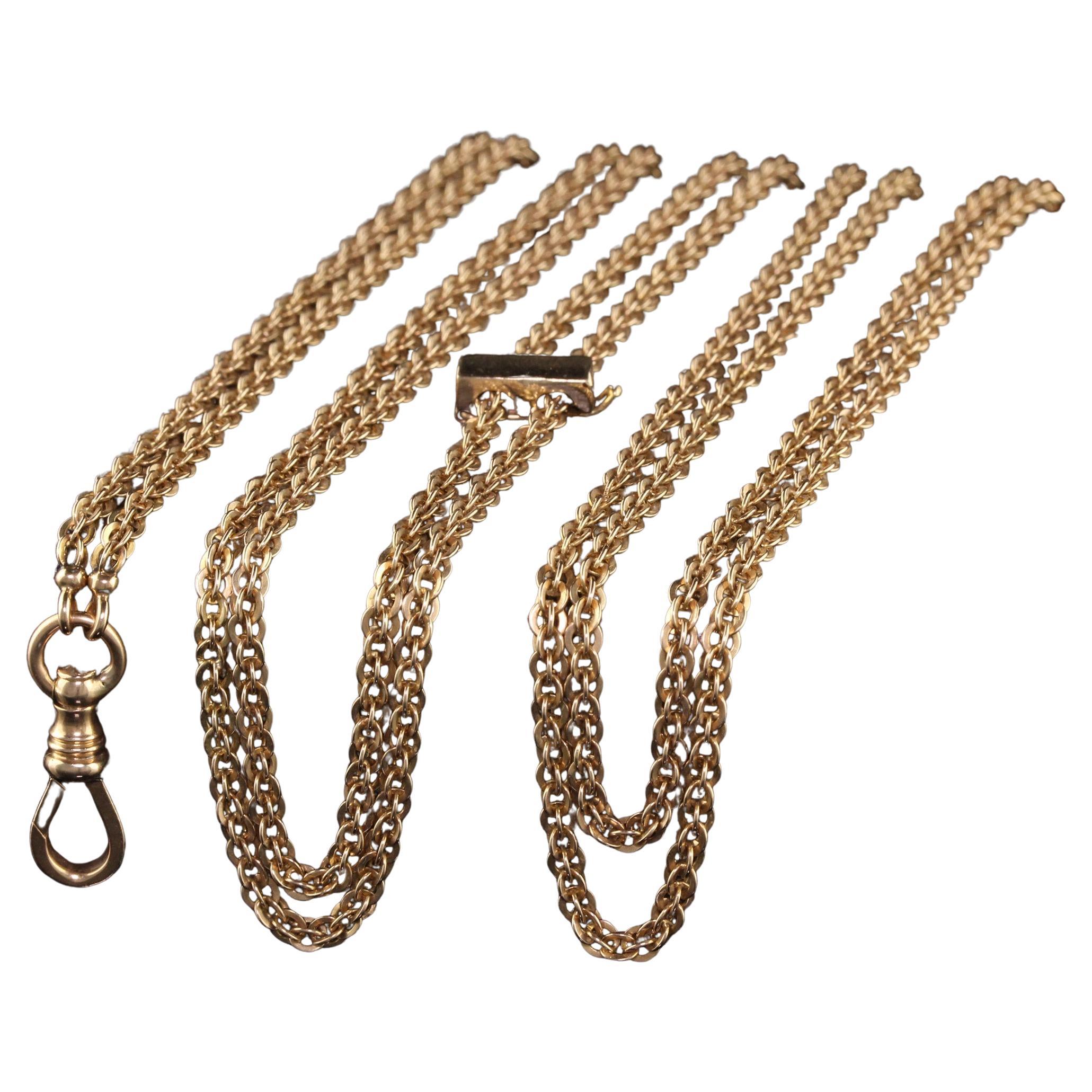 Antique Victorian 14k Yellow Gold Cable Link Chain Necklace For Sale