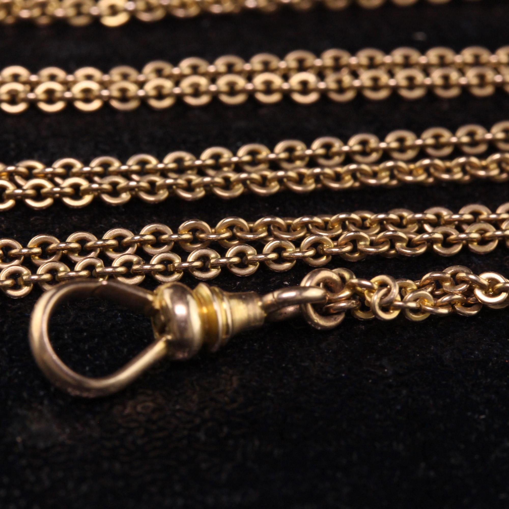 Antike viktorianische 14K Gelbgold Kabel-Gliederkette Slider-Halskette - 50 Zoll Damen im Angebot