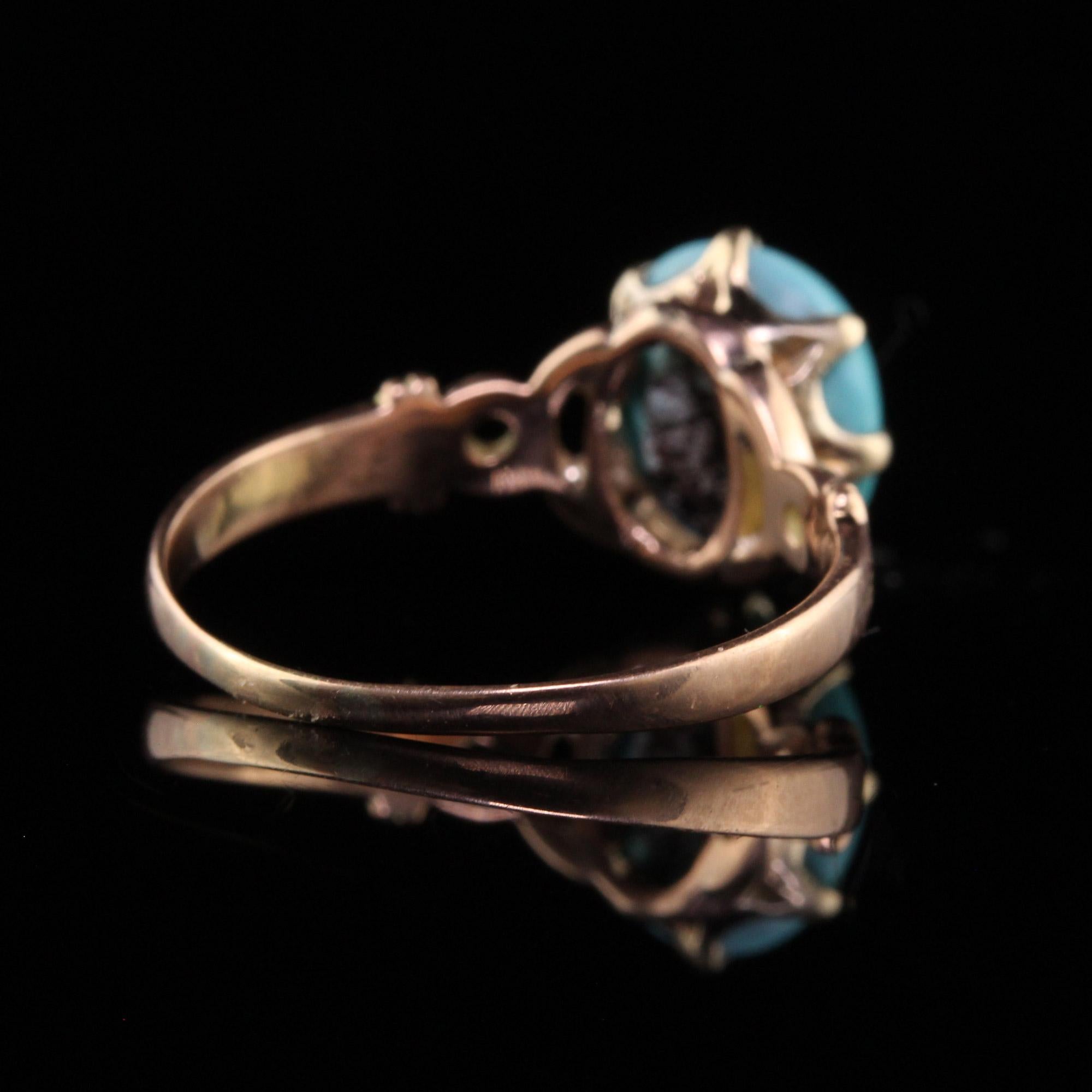 Women's Antique Victorian 14K Yellow Gold Cabochon Turquoise Engagement Ring