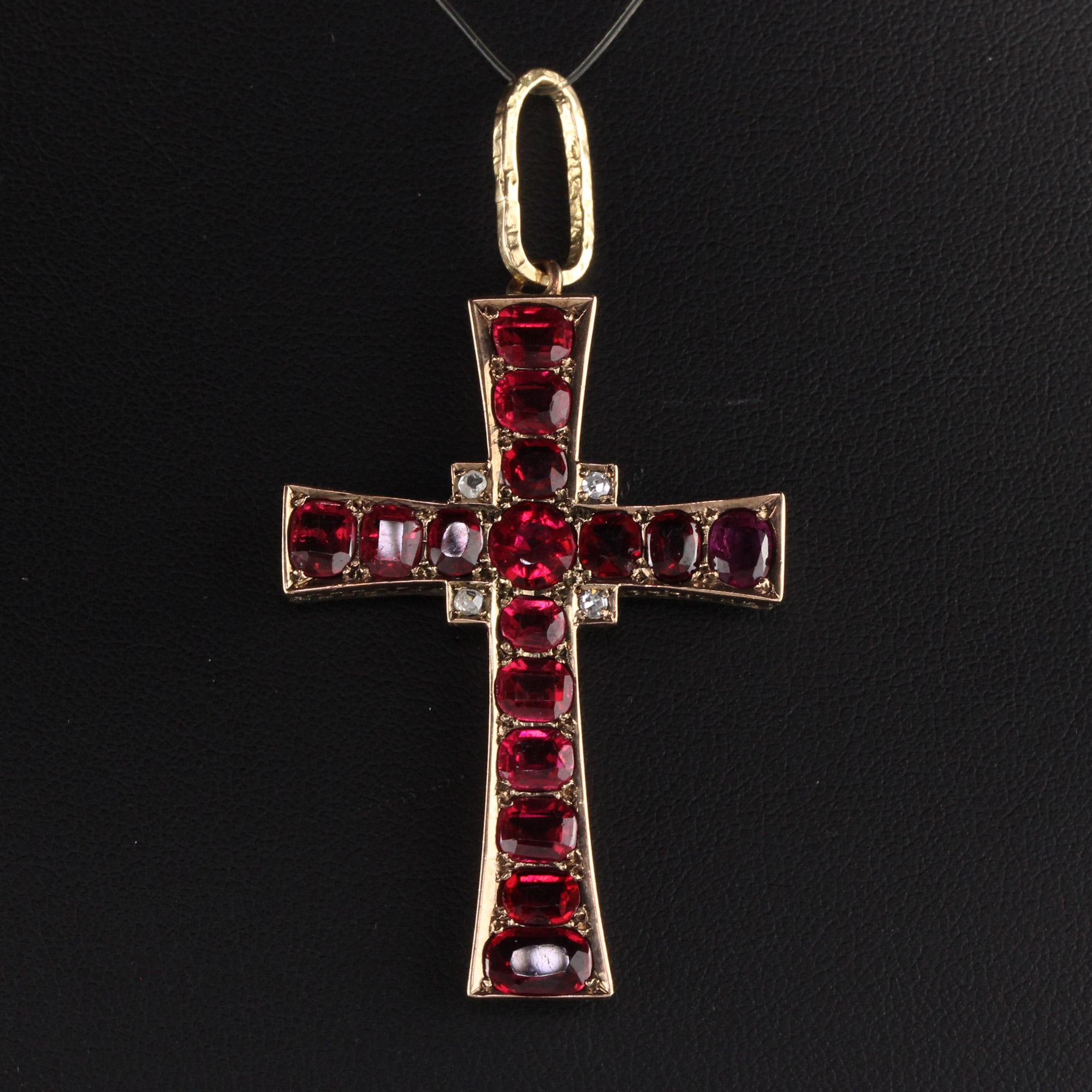 antique ruby cross pendant