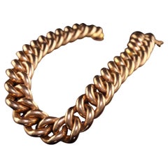 Antique Victorian 14K Yellow Gold Curb Link Chain Bracelet