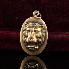 Antique Victorian 14K Yellow Gold Demantoid Eye Lion Pendant