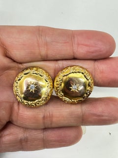 Antique Victorian 14K Yellow Gold Diamond Cufflinks (0.10 Carat)