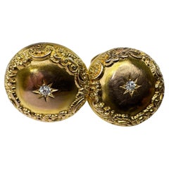 Gemelli antichi vittoriani in oro giallo 14K con diamante (0,10 carati)
