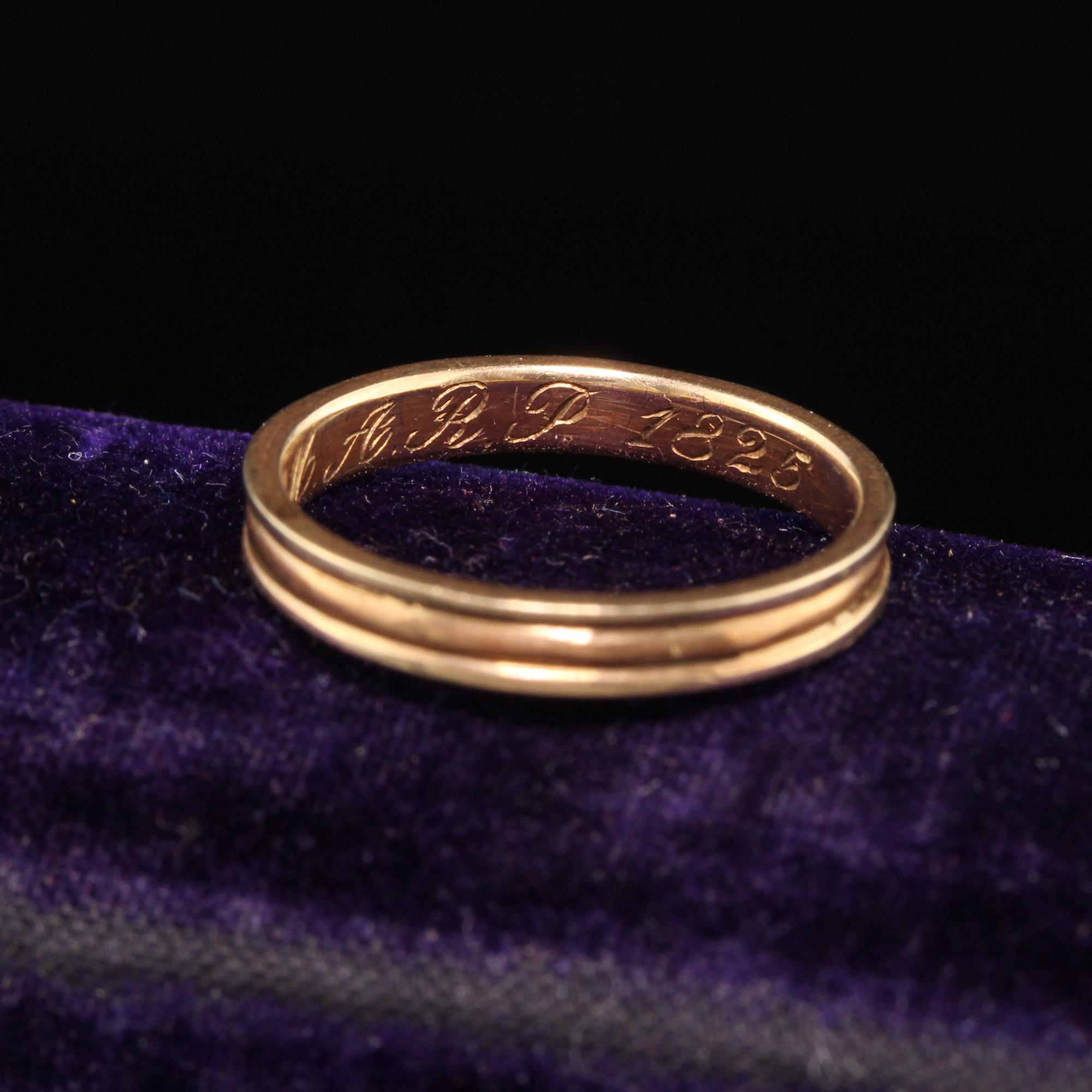 Antique Victorian 14k Yellow Gold Engraved Wedding Band In Good Condition In Great Neck, NY