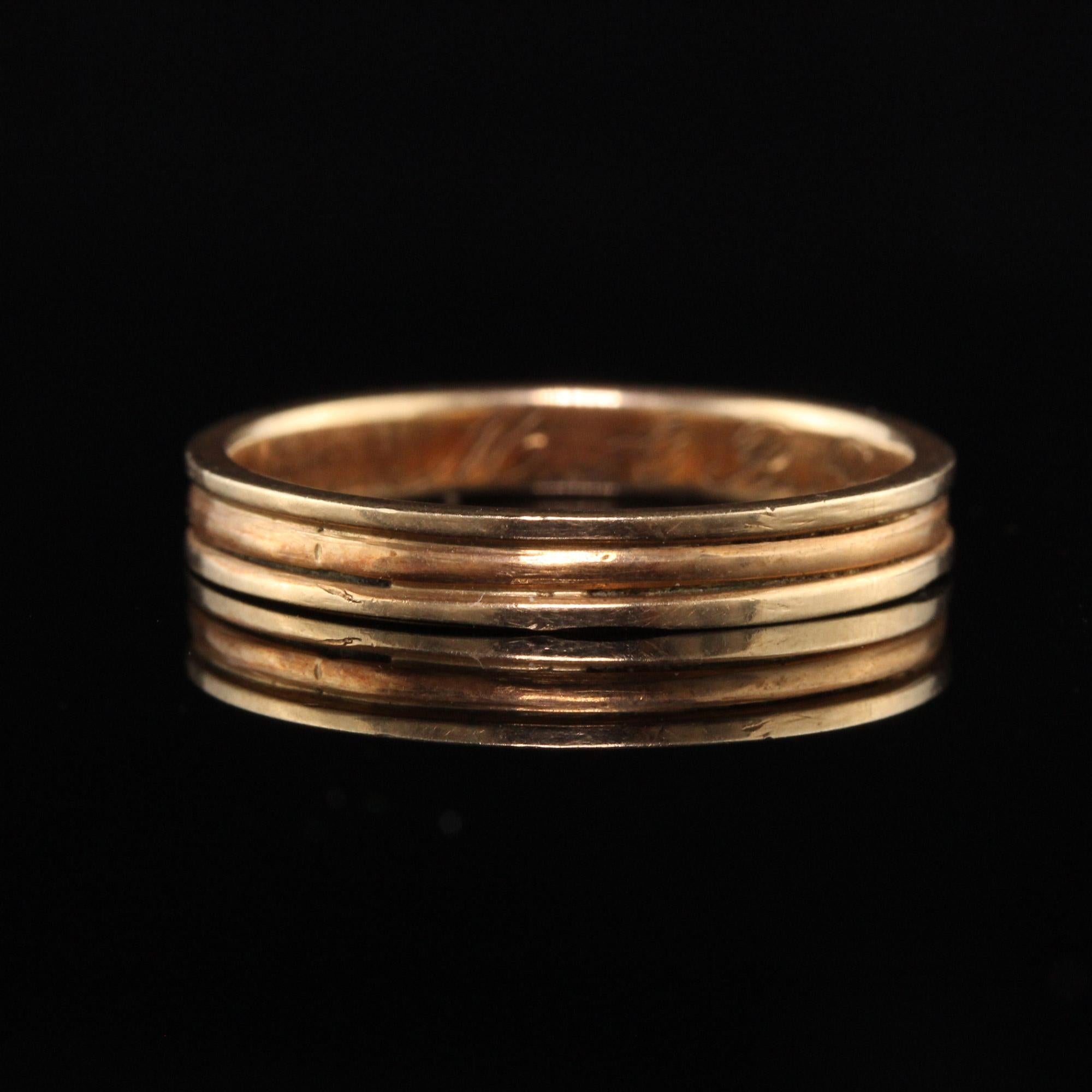 Women's or Men's Antique Victorian 14k Yellow Gold Engraved Wedding Band