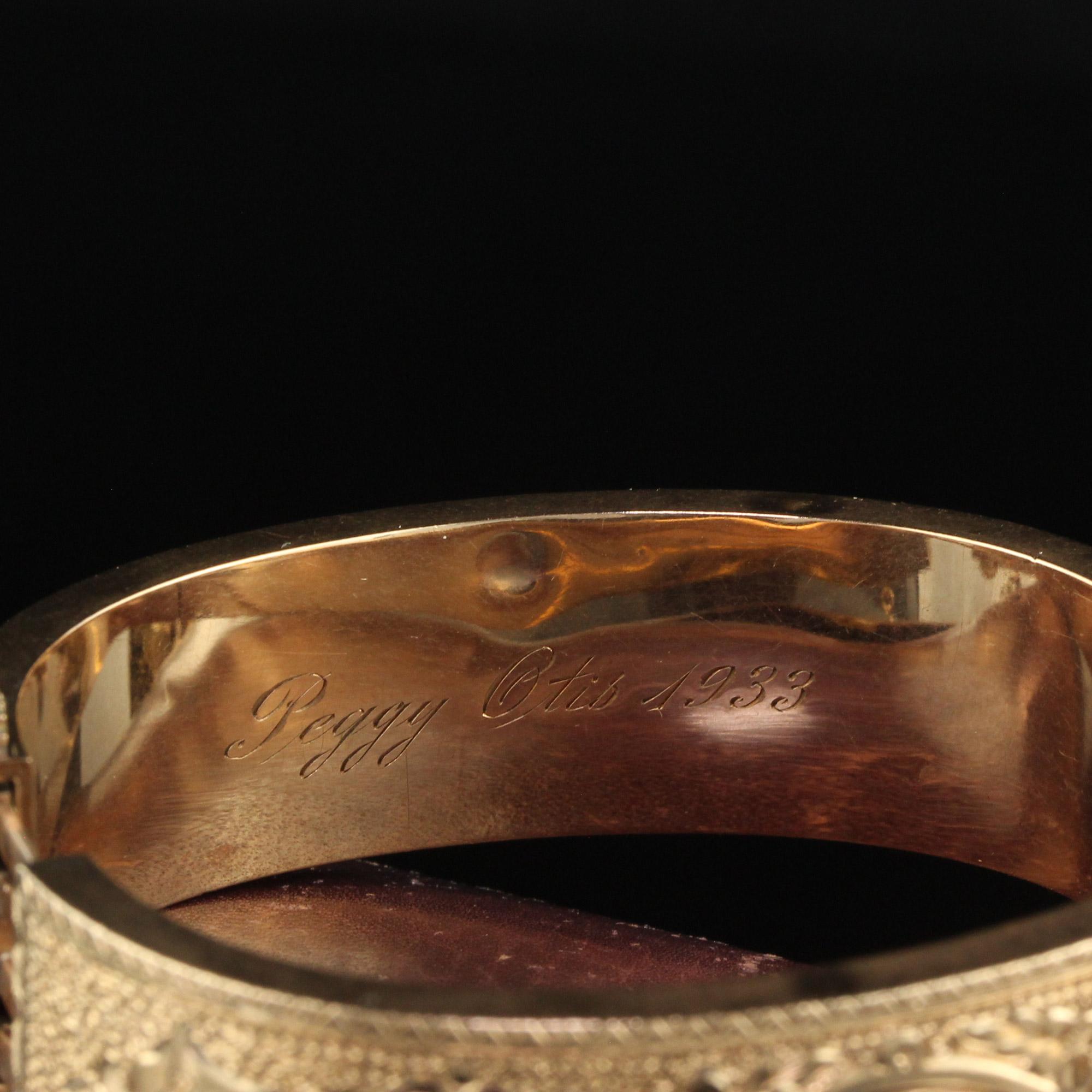 Antique Victorian 14K Yellow Gold Engraved Wide Bangle Bracelet Set 5