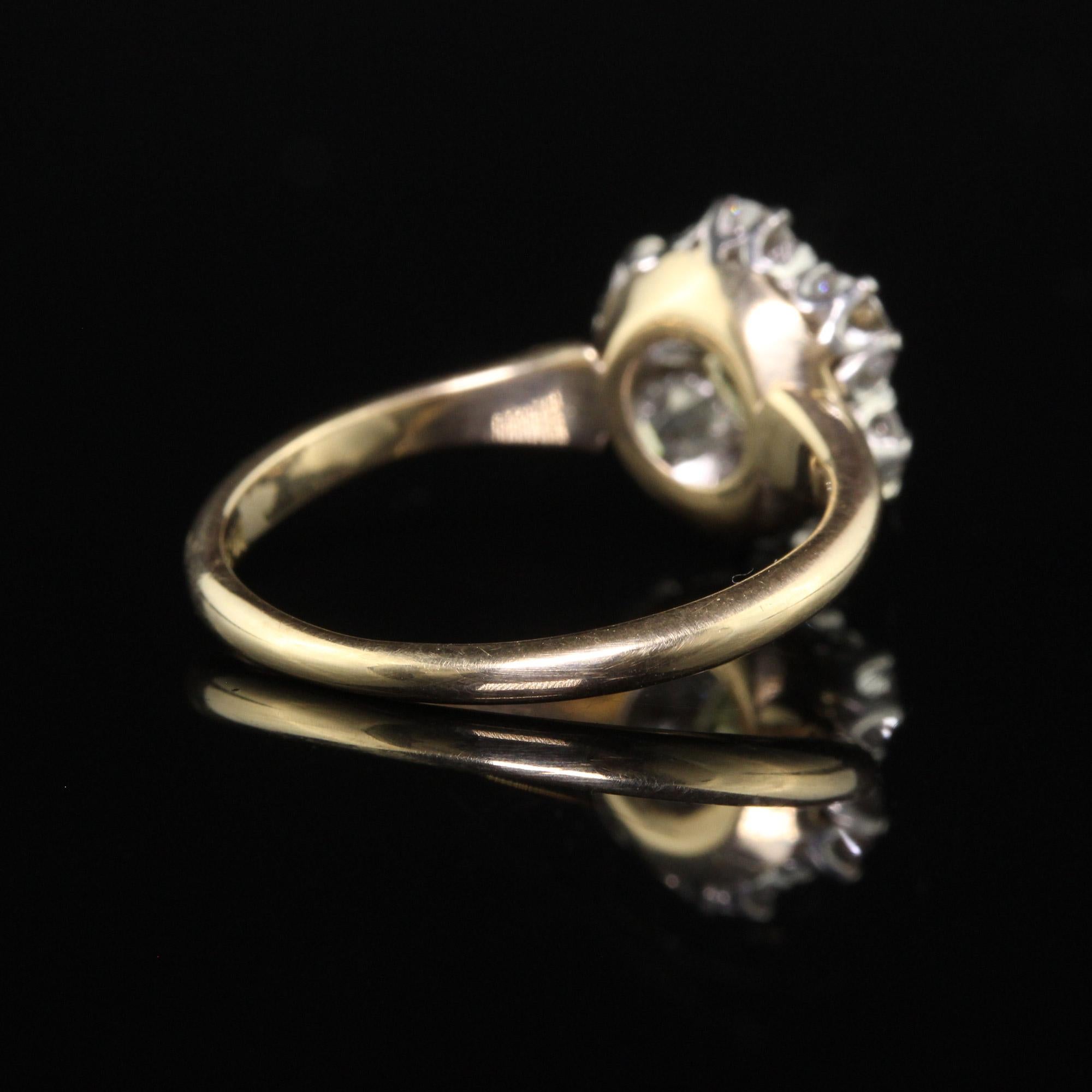 Antique Victorian 14K Yellow Gold Fancy Yellow Old Mine Diamond Engagement Ring  1