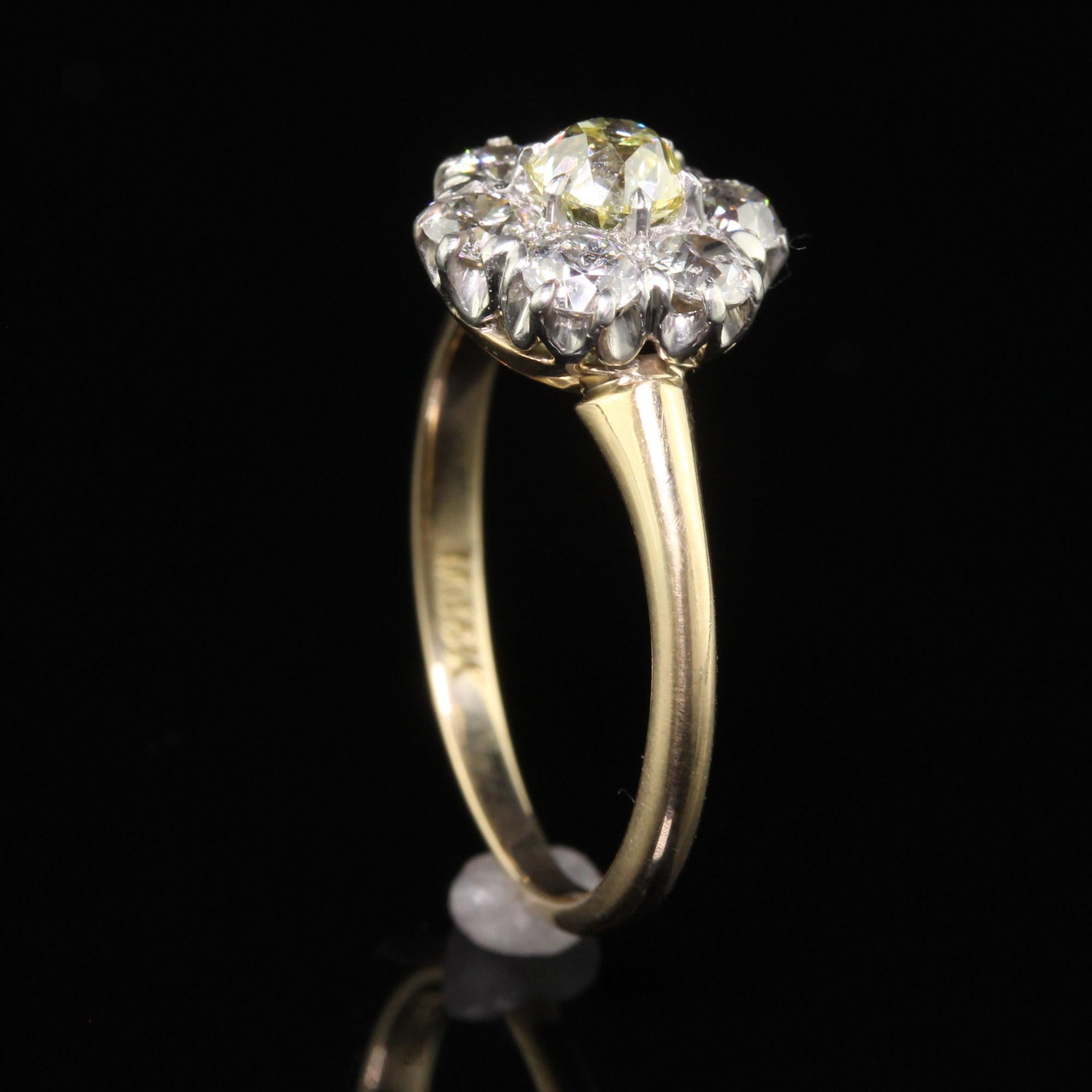 Antique Victorian 14K Yellow Gold Fancy Yellow Old Mine Diamond Engagement Ring  2