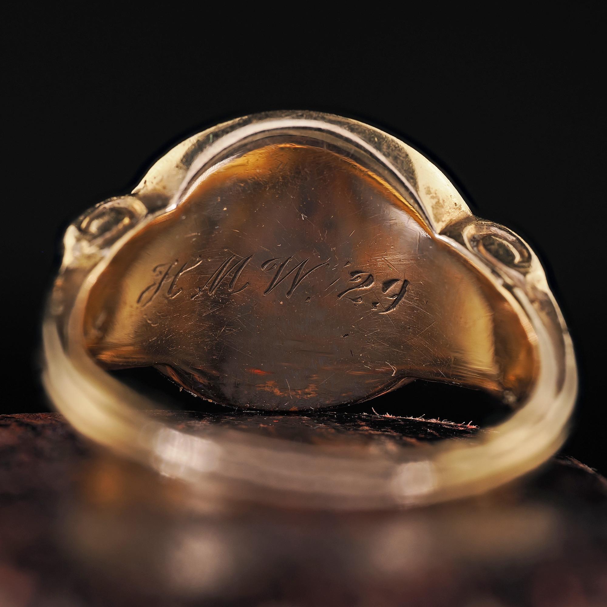 Antique Victorian 14K Yellow Gold Goucher College Engraved Class Ring For Sale 1