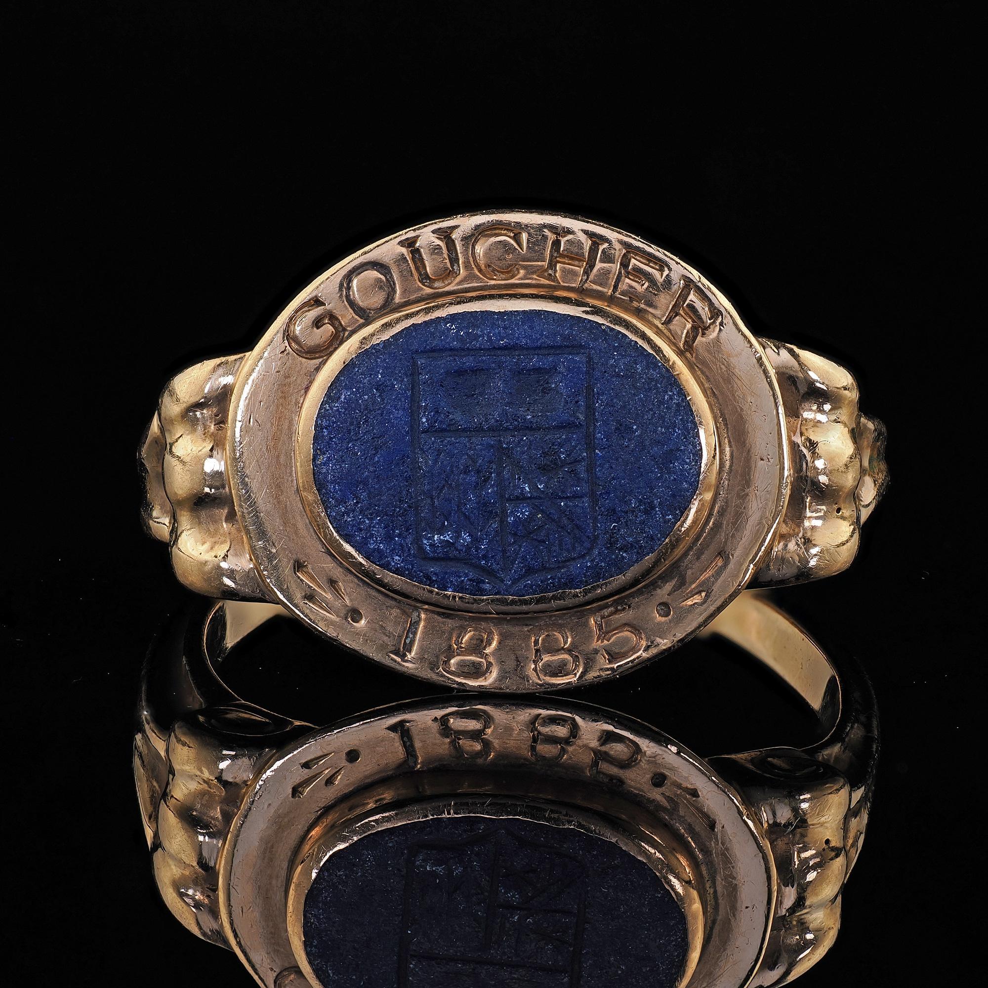 Antique Victorian 14K Yellow Gold Goucher College Engraved Class Ring For Sale 2
