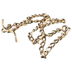 Antique Victorian 14K Yellow Gold Link Chain Watch Fob Necklace