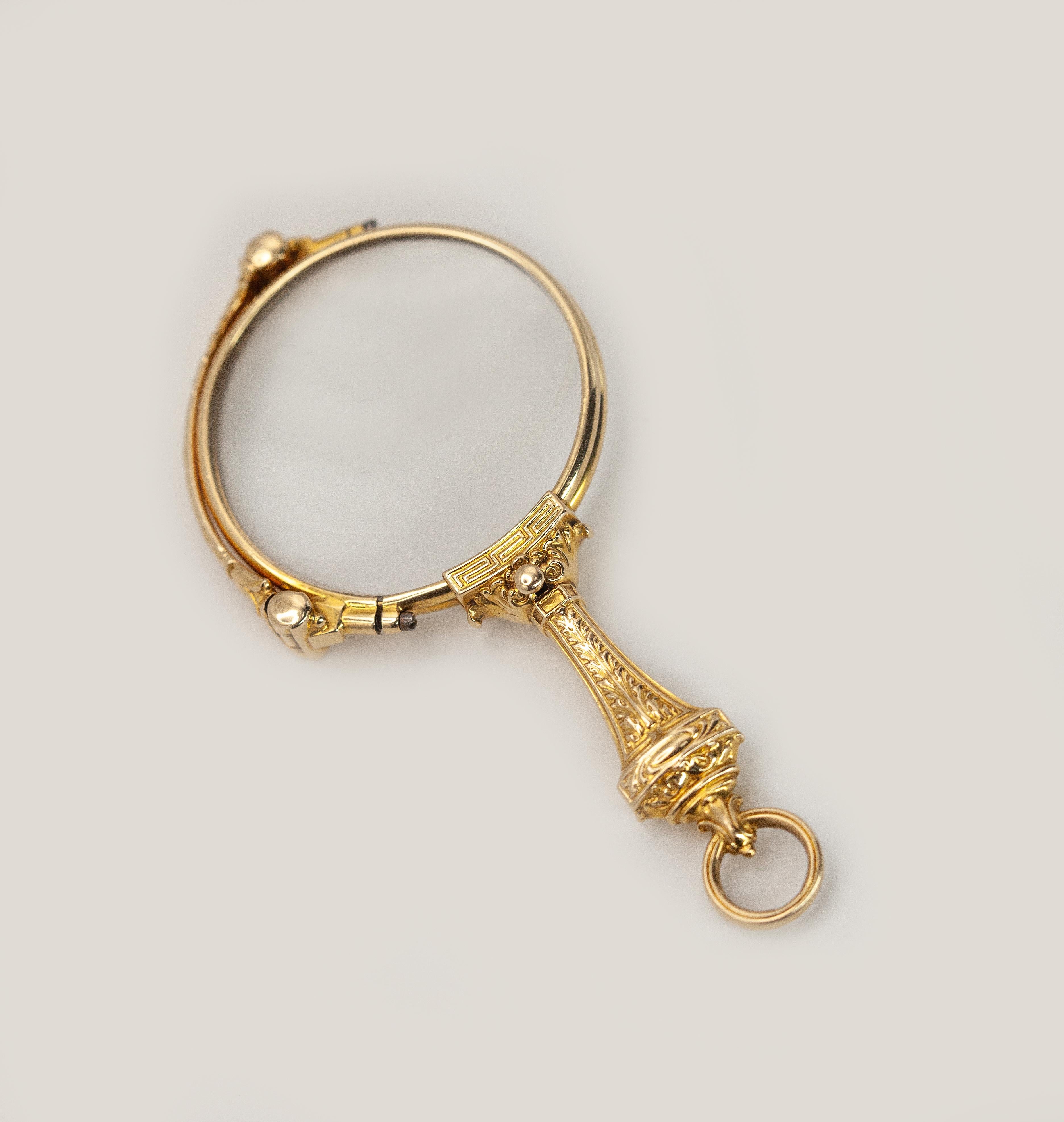 Antique Victorian 14K Yellow Gold Lorgnette Pendant c. 1900 For Sale 7