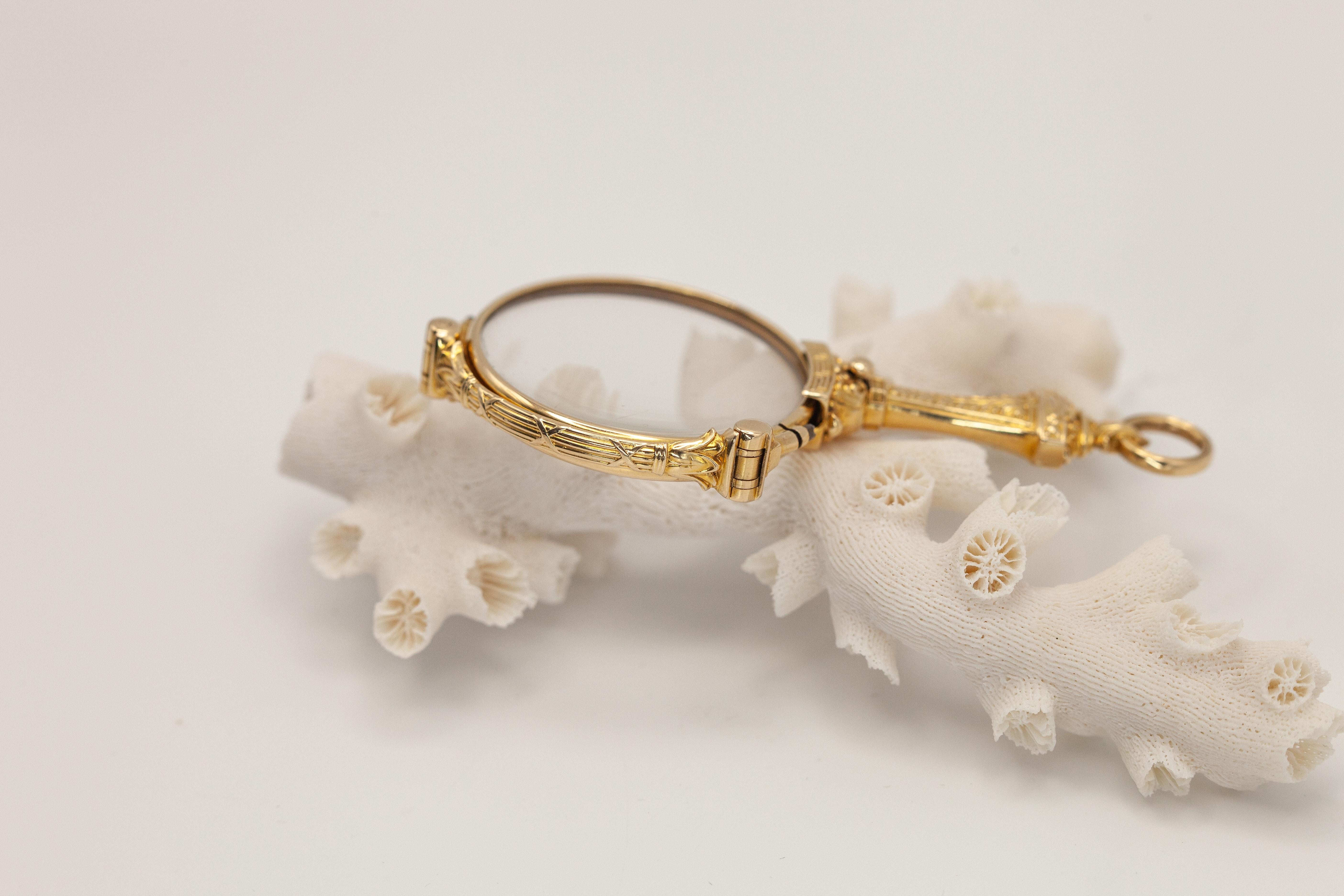 Antique Victorian 14K Yellow Gold Lorgnette Pendant c. 1900 For Sale 8