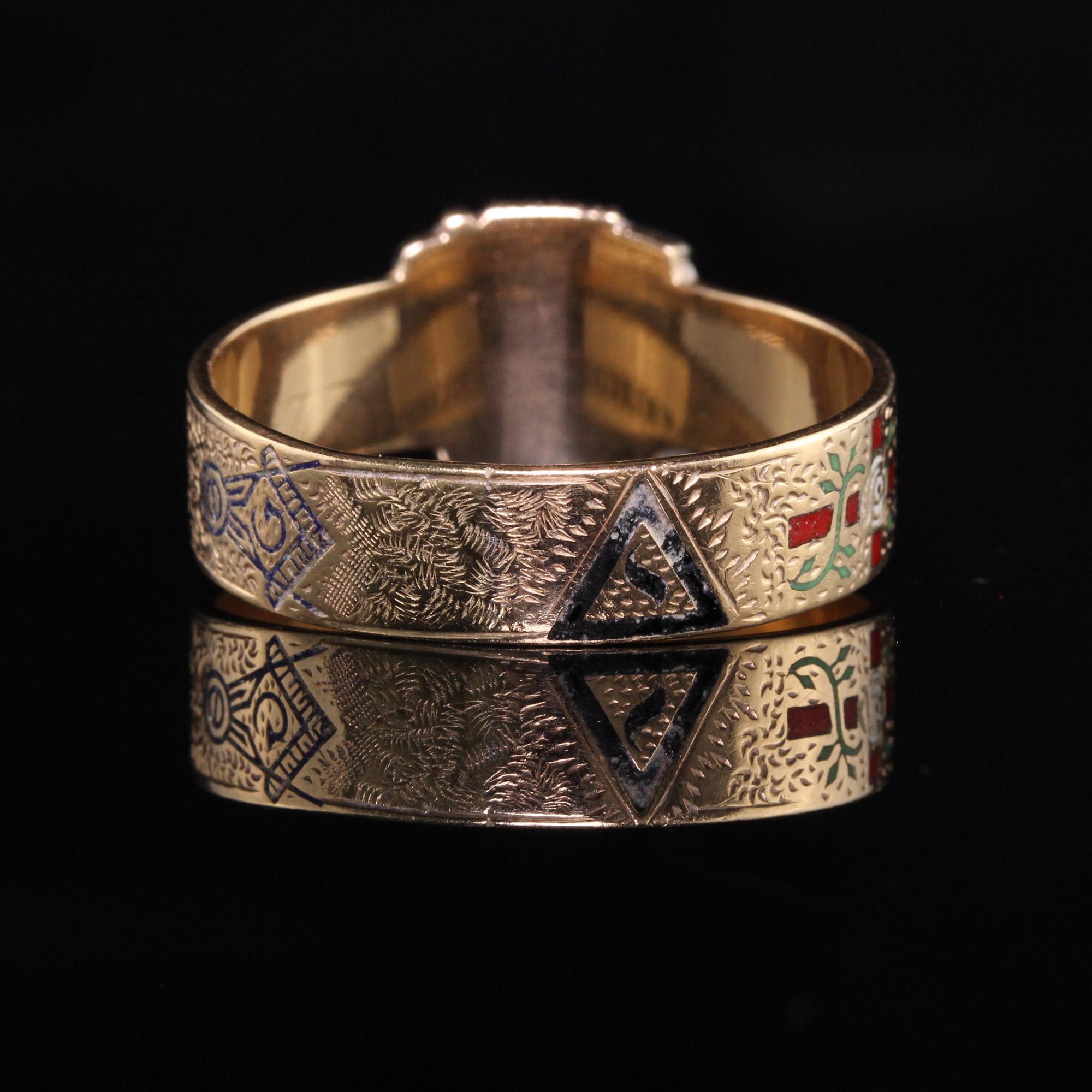 Women's Antique Victorian 14K Yellow Gold Masonic 32nd Degree Order Ring